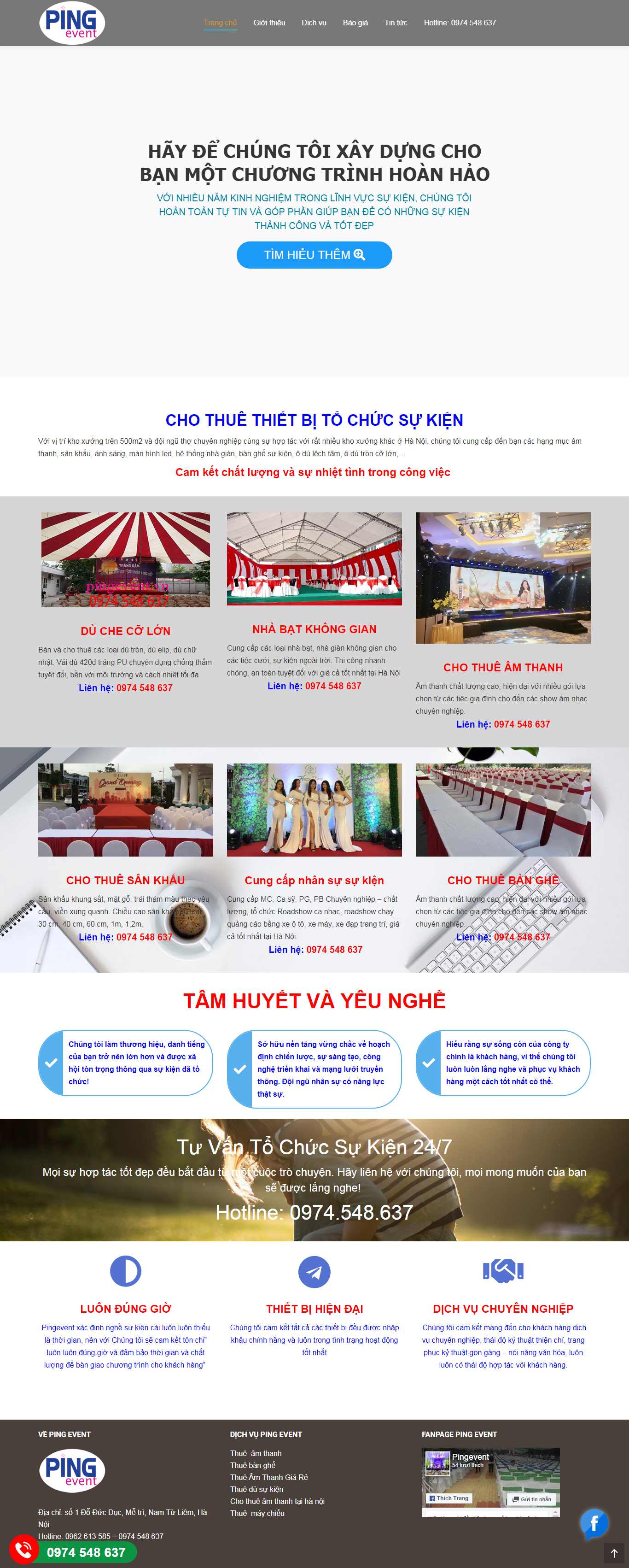 Thiết kế Web công ty tổ chức sự kiện pingevent.vn