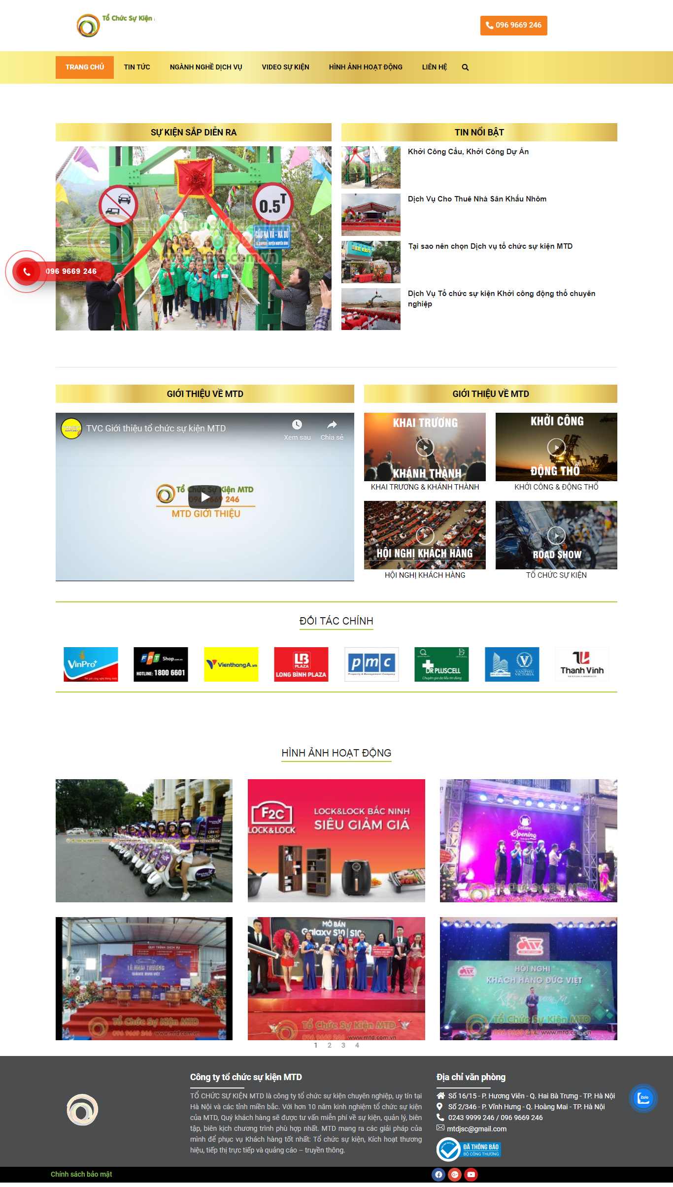 Thiết kế Web công ty tổ chức sự kiện mtd.com.vn