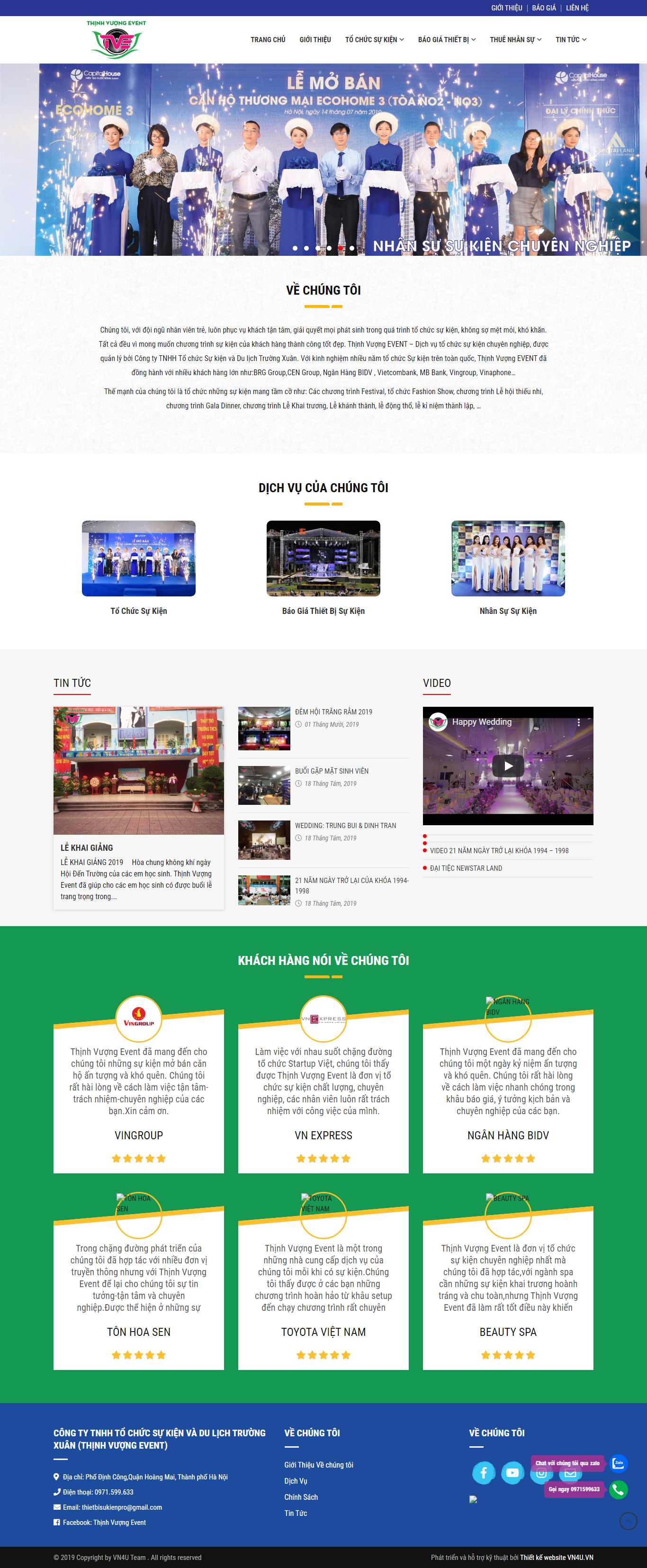 Thiết kế Web công ty tổ chức sự kiện thinhvuongevent.com