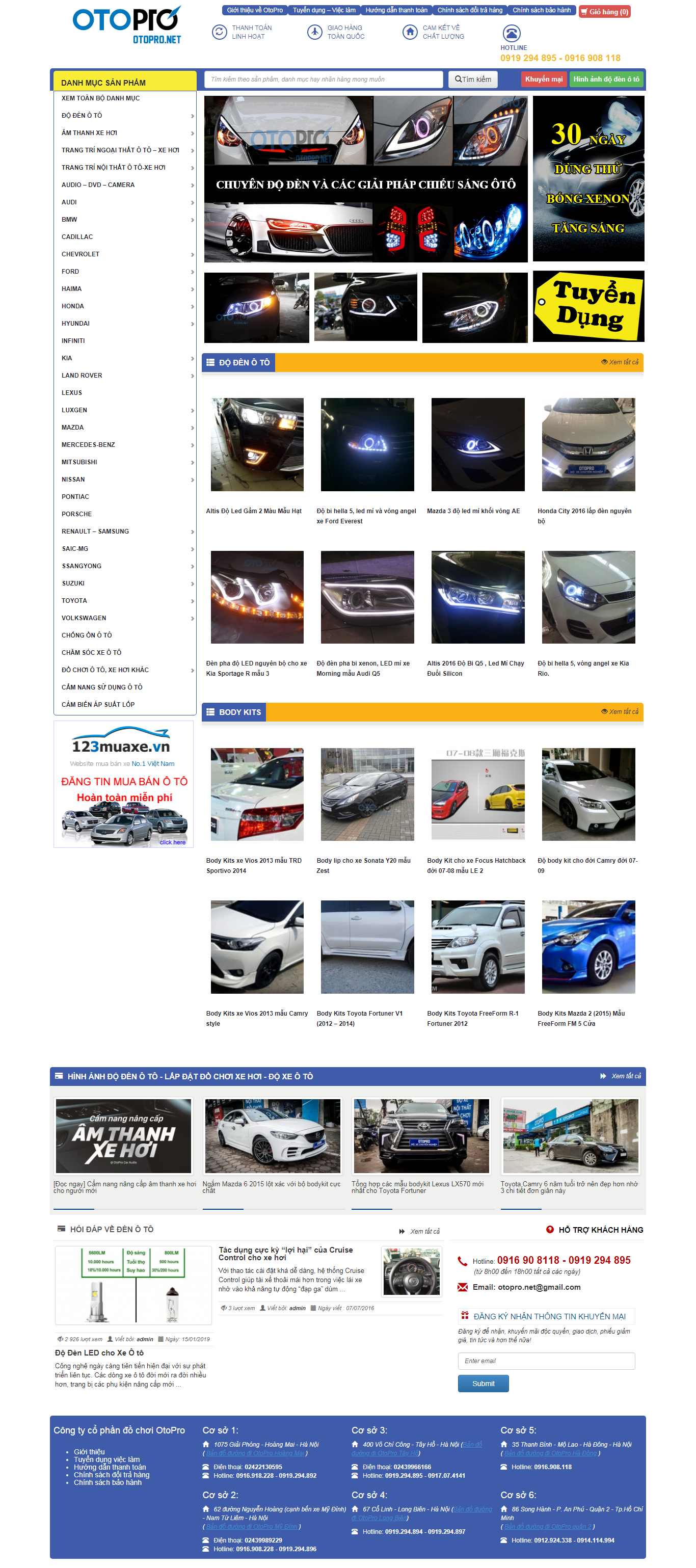 Thiết kế Web bán phụ kiện xe ô tô otopro.net