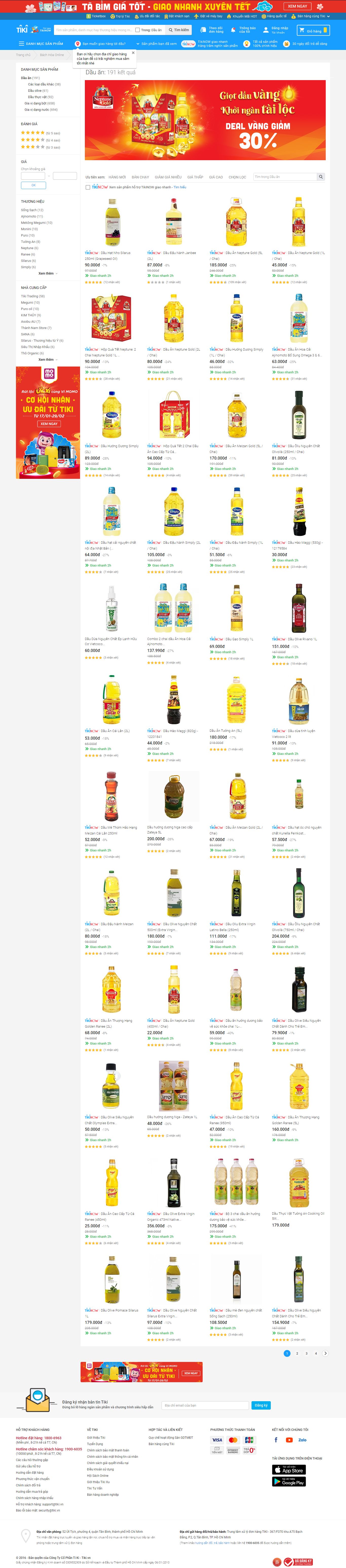 Thiết kế Web đại lý bán dầu ăn tiki.vn