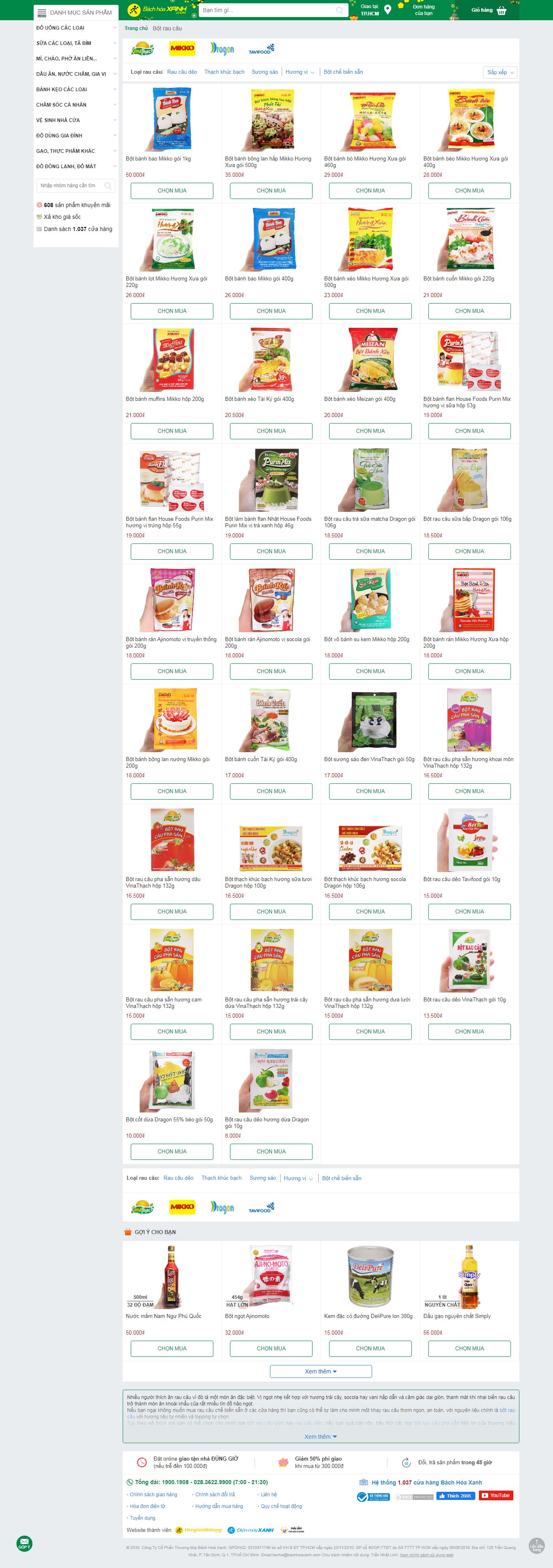 Thiết kế Web bán thạch rau câu bachhoaxanh.com