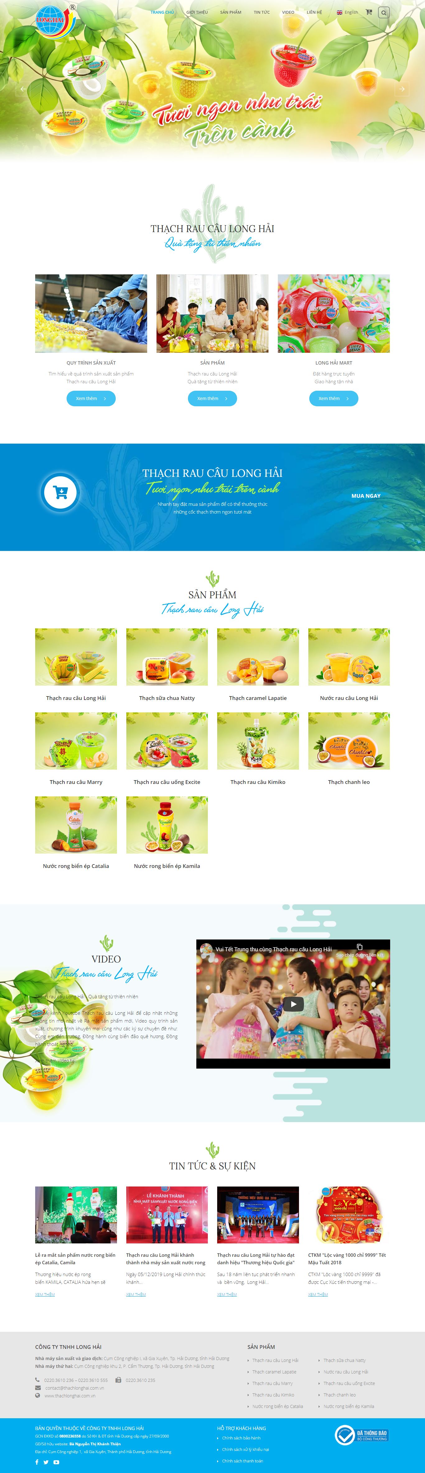 Thiết kế Web bán thạch rau câu thachlonghai.com.vn