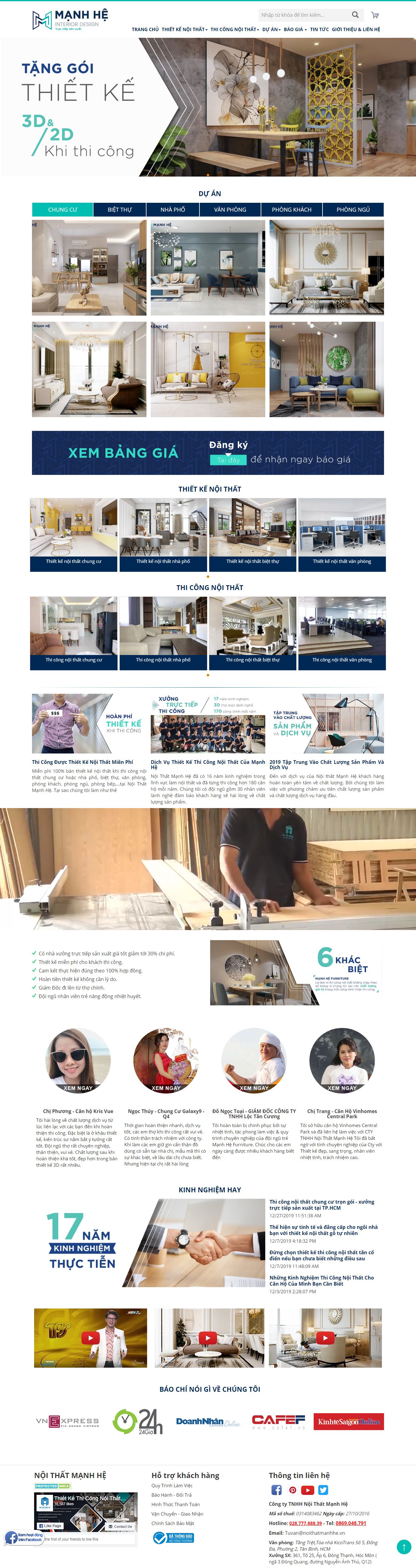 Thiết kế Web công ty nội thất noithatmanhhe.vn