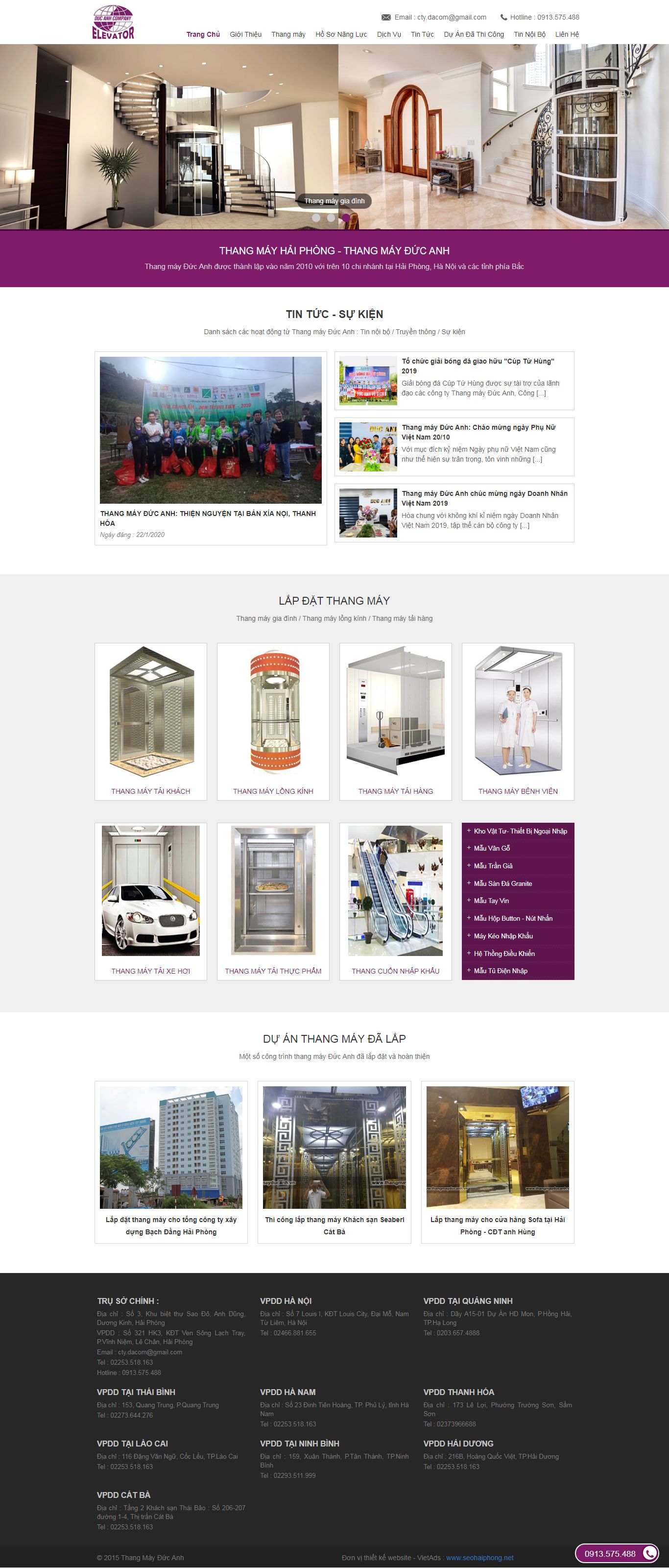 Thiết kế Web bán công ty thang máy thangmayducanh.vn