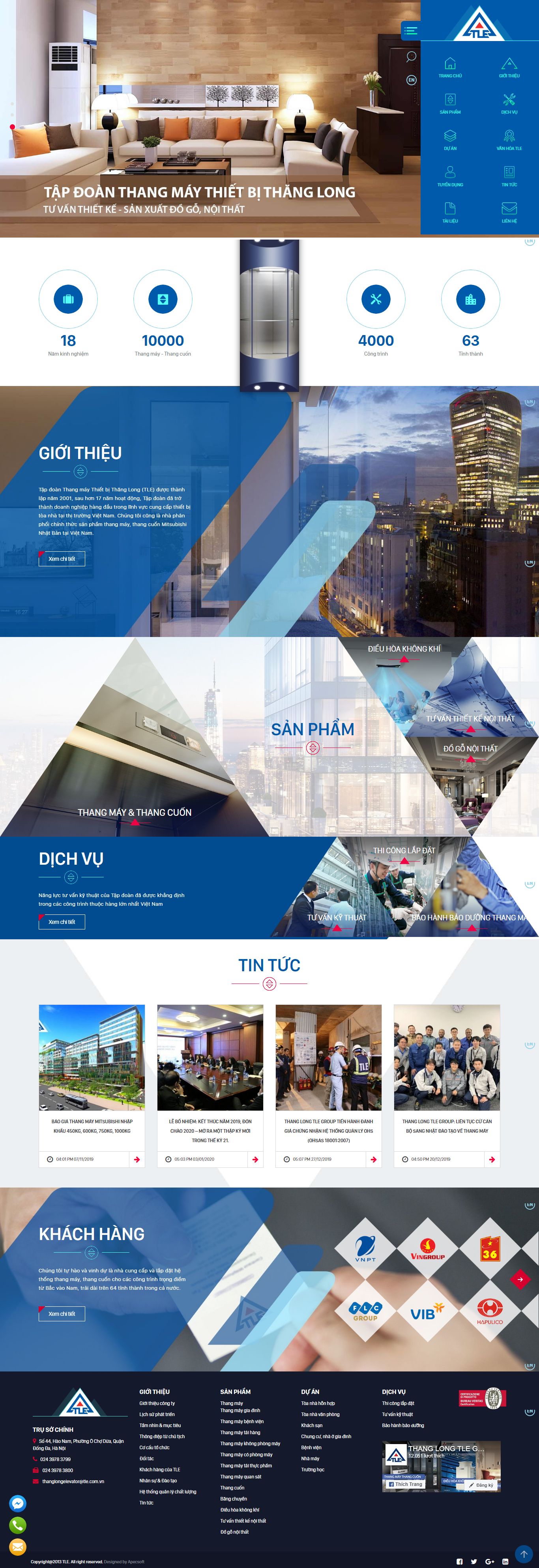 Thiết kế Web bán công ty thang máy tle.com.vn