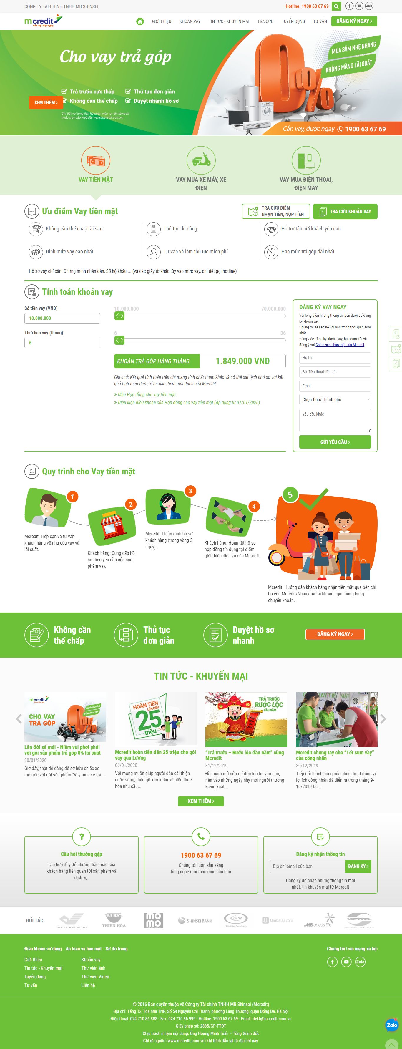 Thiết kế Web công ty tài chính mcredit.com.vn