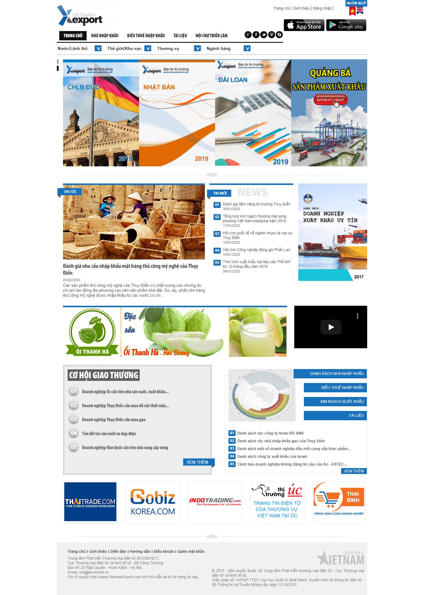 Thiết kế Web công ty nhập khẩu vietnamexport.com