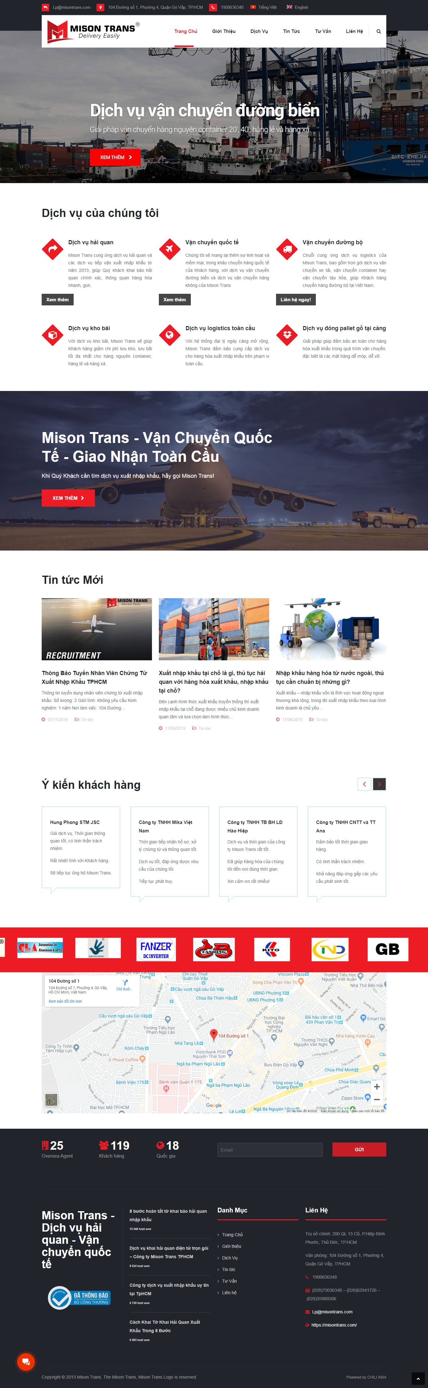 Thiết kế Web công ty nhập khẩu misontrans.com