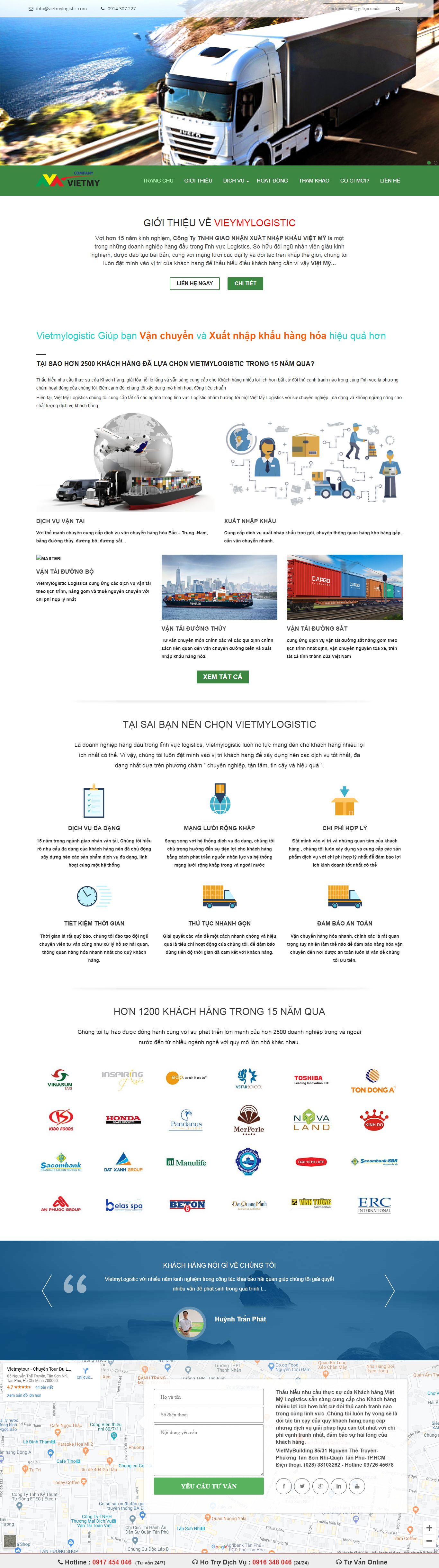 Thiết kế Web công ty nhập khẩu vietmylogistic.com