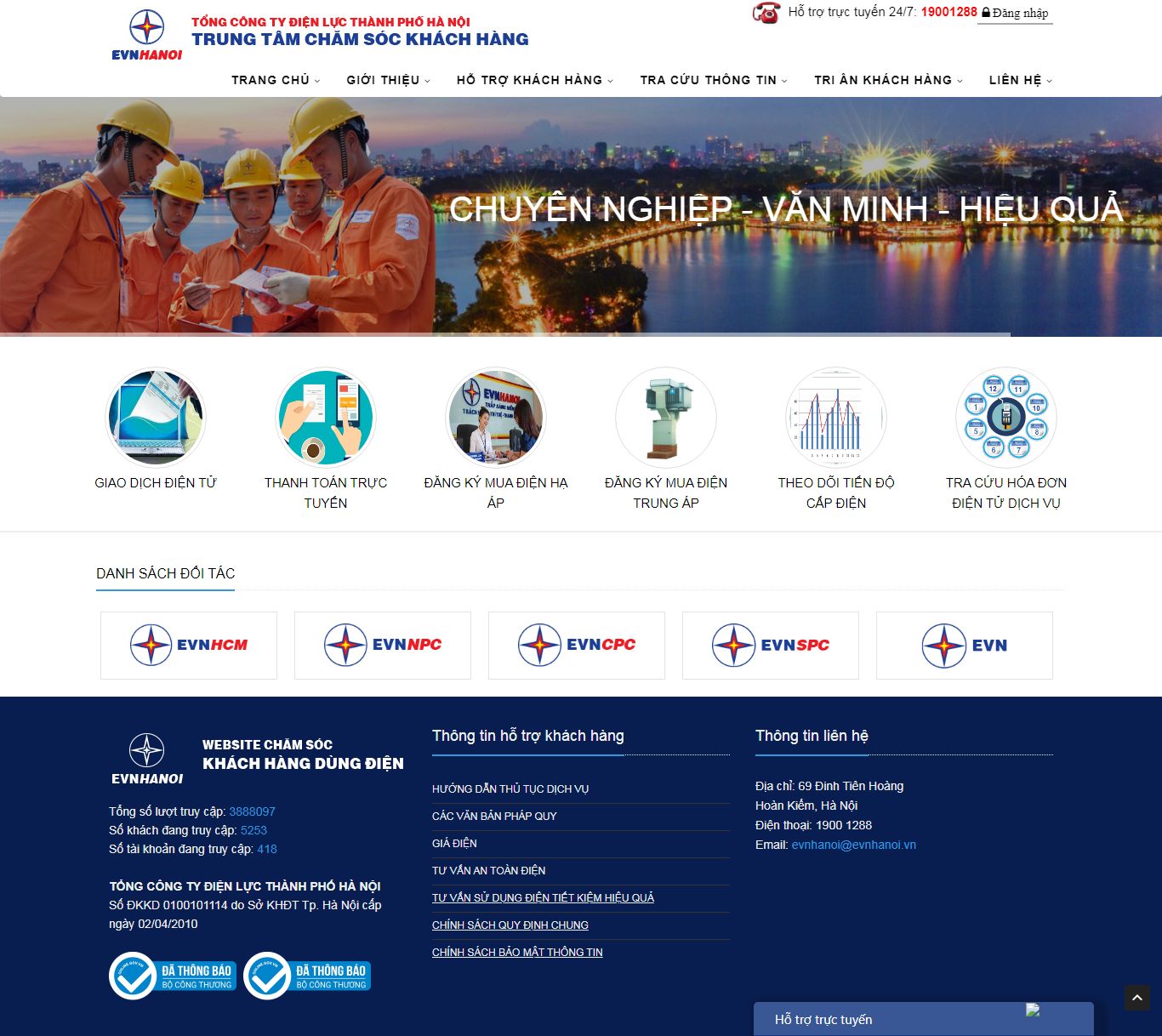 Thiết kế Web công ty điện lực cskh.evnhanoi.com.vn