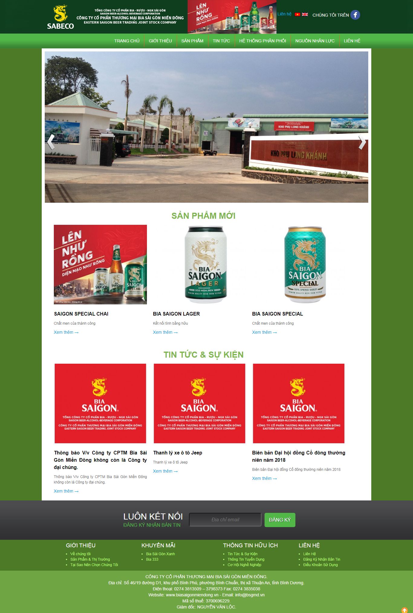 Thiết kế Web công ty bia biasaigonmiendong.vn