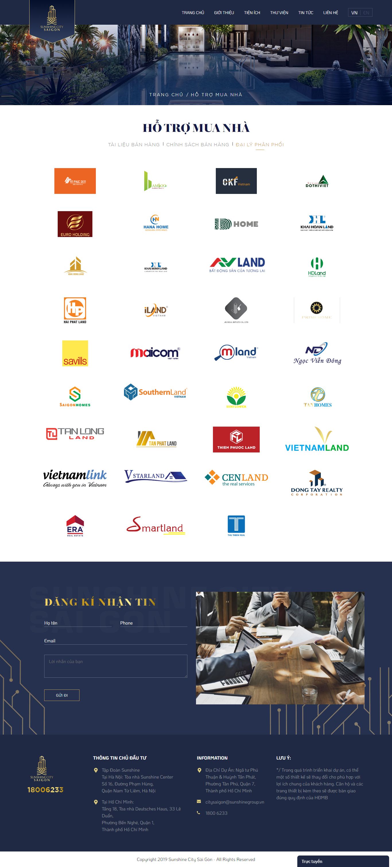 Thiết kế Web đại lý phân phối citysaigon.sunshinegroup.vn