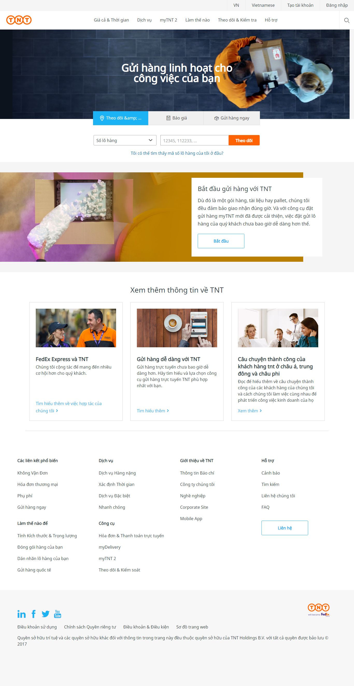 Thiết kế Web công ty giao hàng nhanh tnt.com