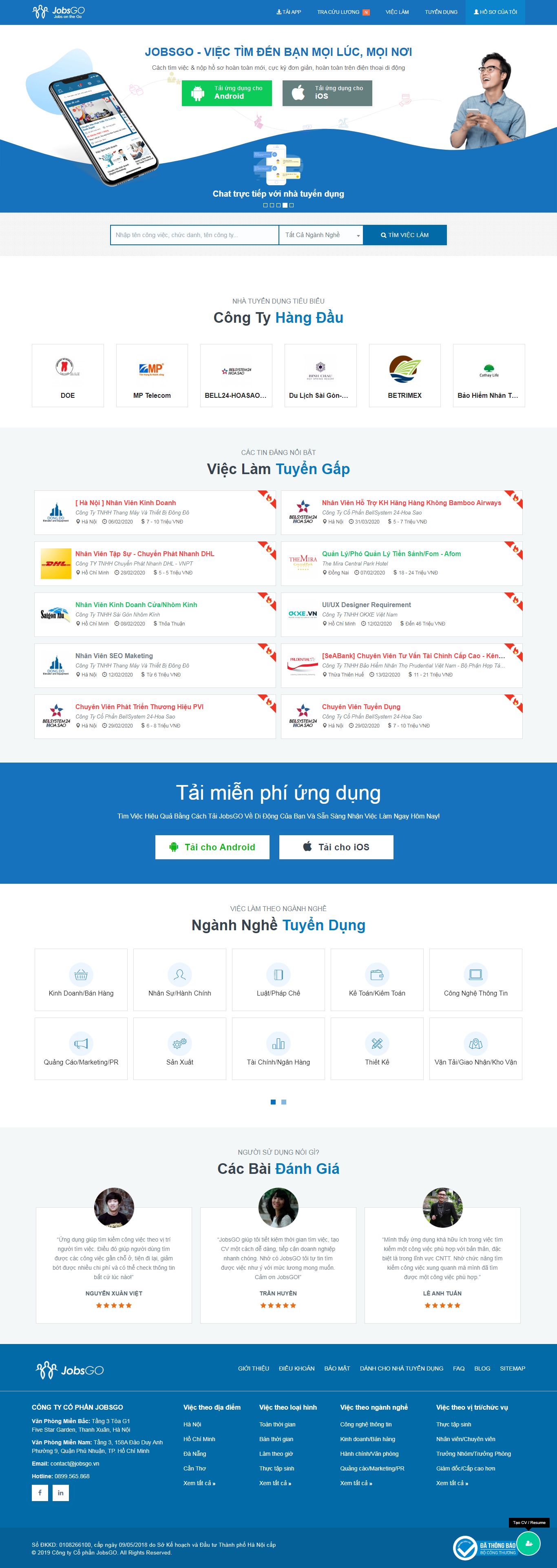Thiết kế Web công ty giao hàng nhanh jobsgo.vn