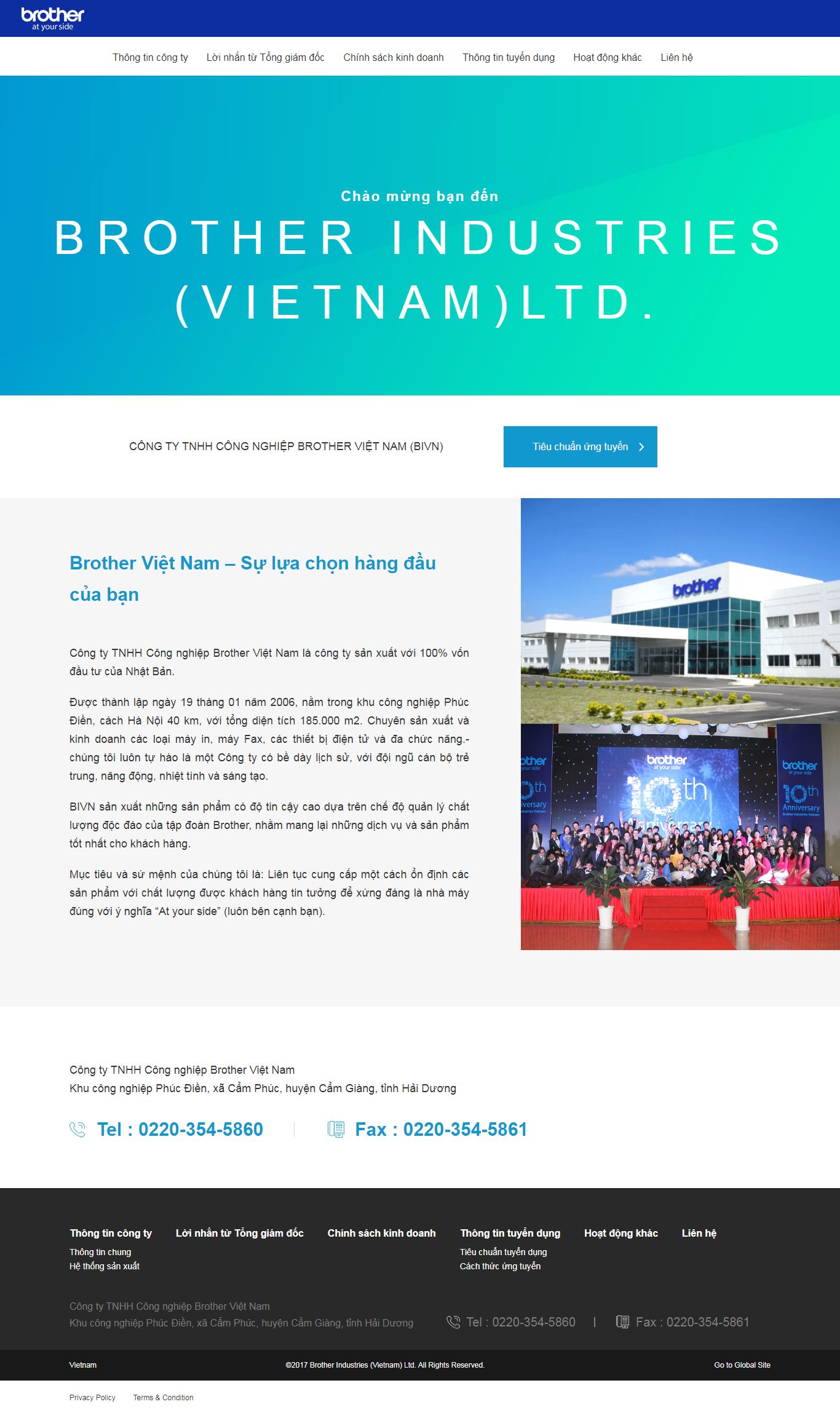 Thiết kế Web khu chế xuất bivn.brother.com.vn