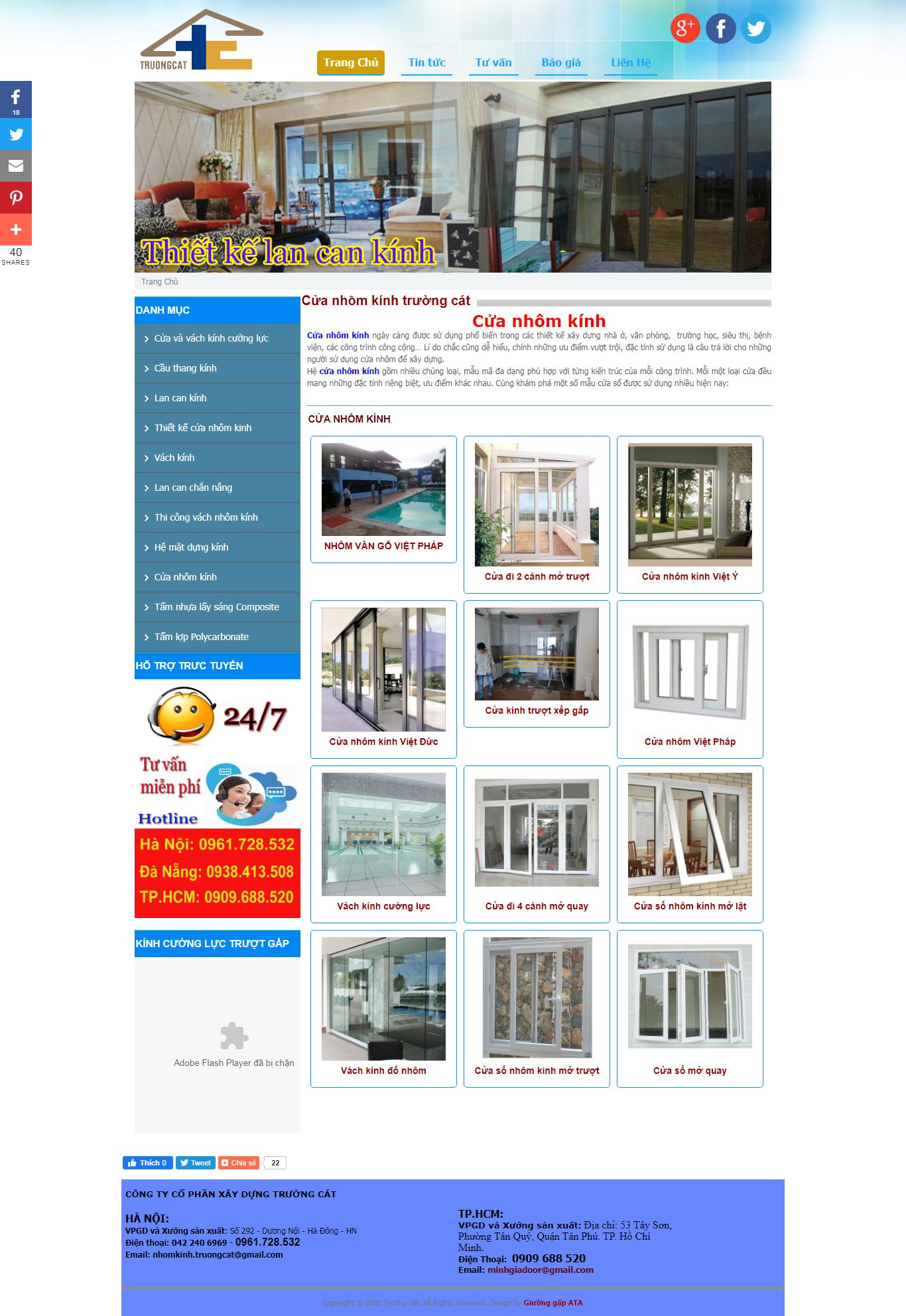 Thiết kế Web bán tấm nhựa thông minh truongcat.com