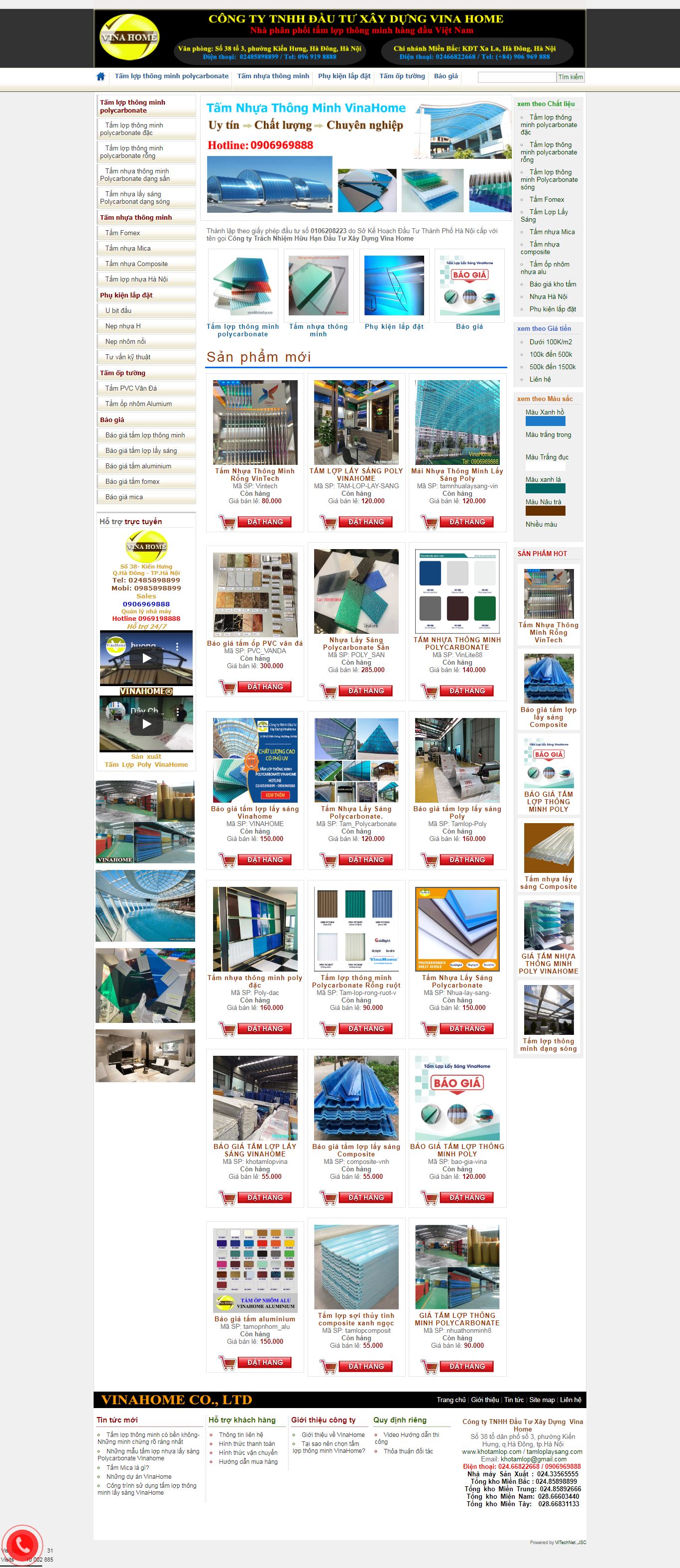 Thiết kế Web bán tấm nhựa thông minh khotamlop.com