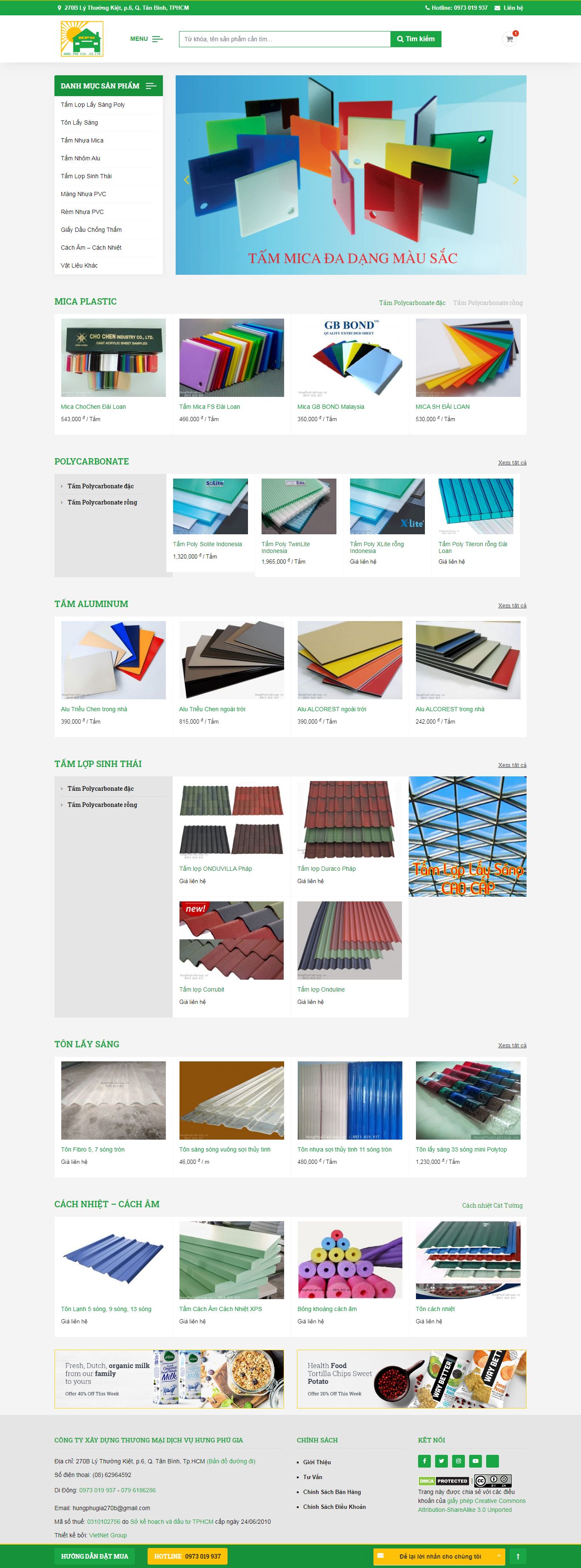 Thiết kế Web bán tấm lợp thông minh hungphugiagroup.vn