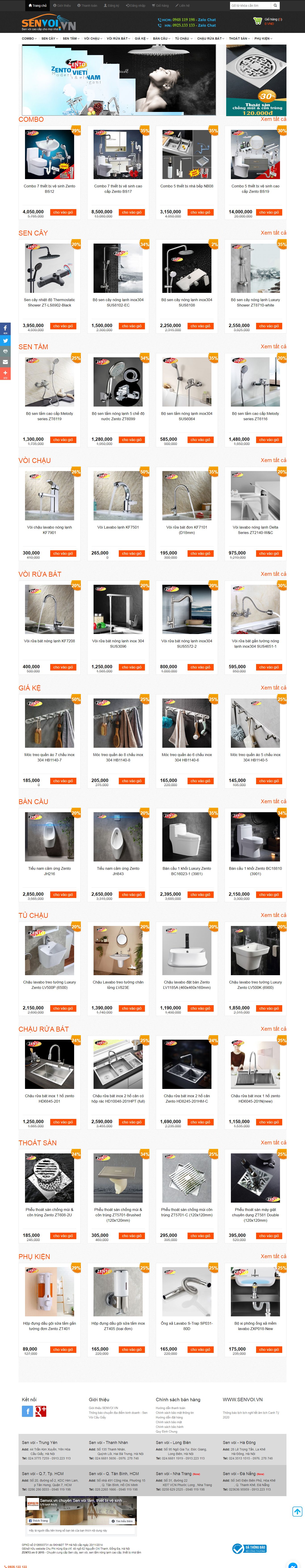 Thiết kế Web bán bồn rửa chén inox senvoi.vn