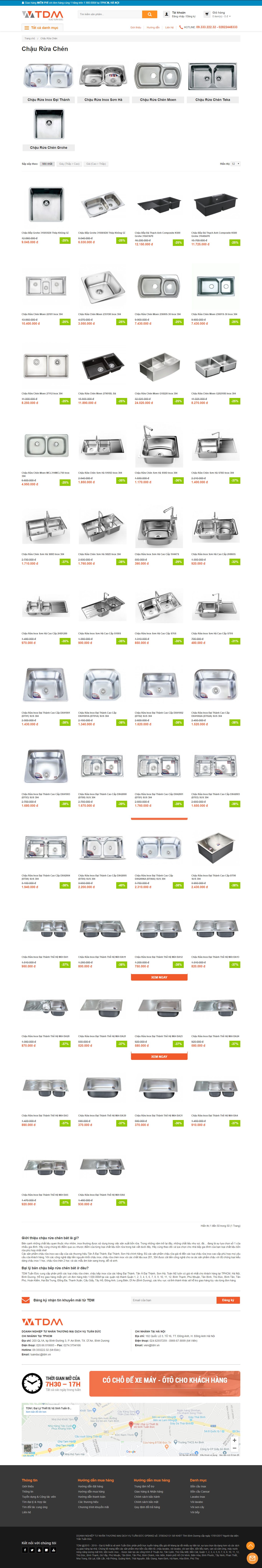 Thiết kế Web bán bồn rửa chén inox tdm.vn