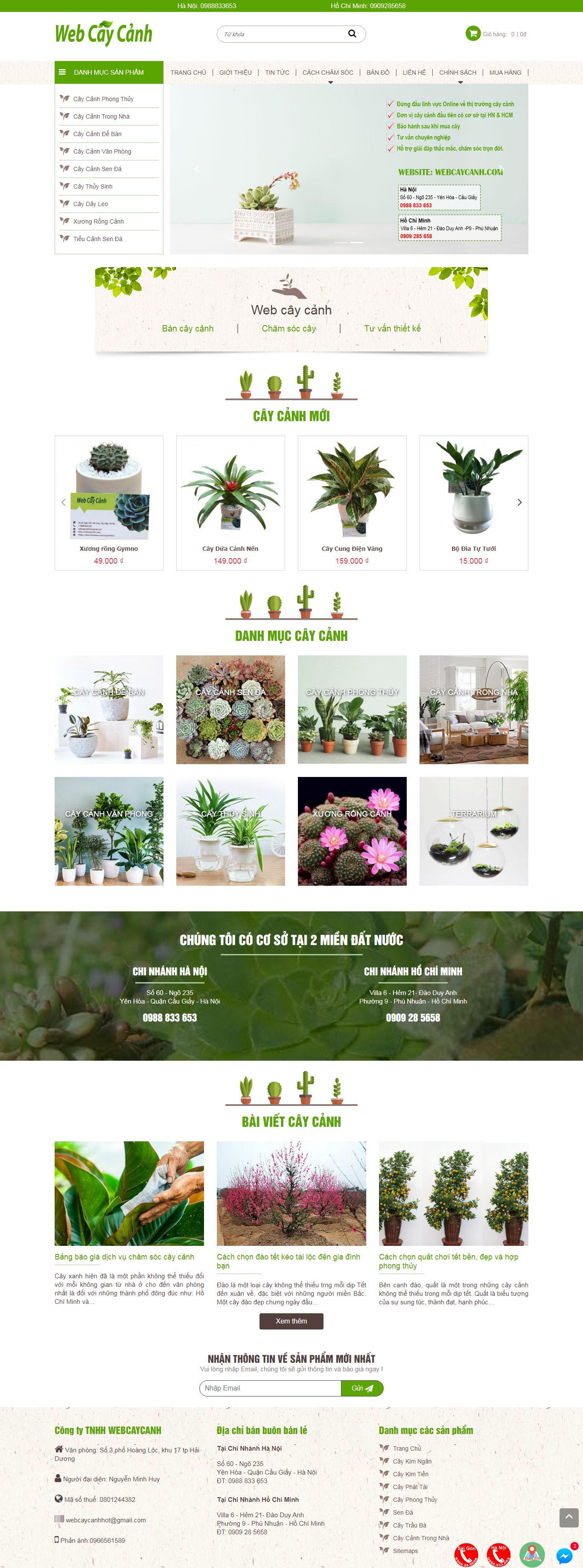 Thiết kế Web cây cảnh văn phòng webcaycanh.com