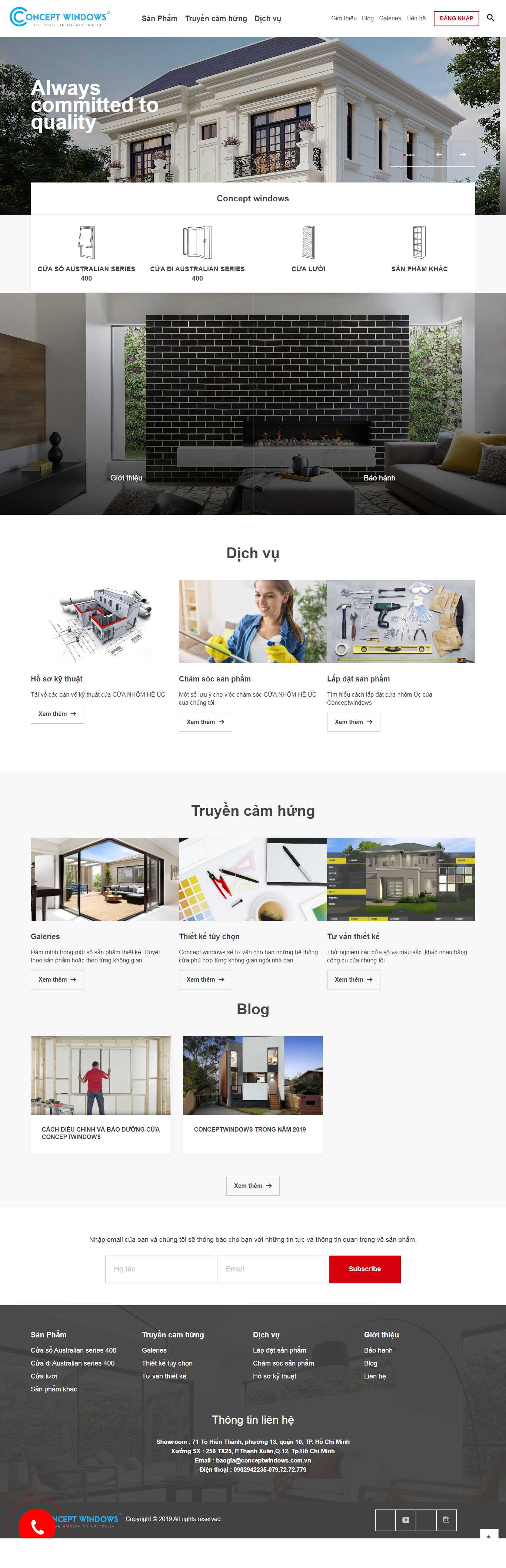 Thiết kế Web mới conceptwindows.com.vn