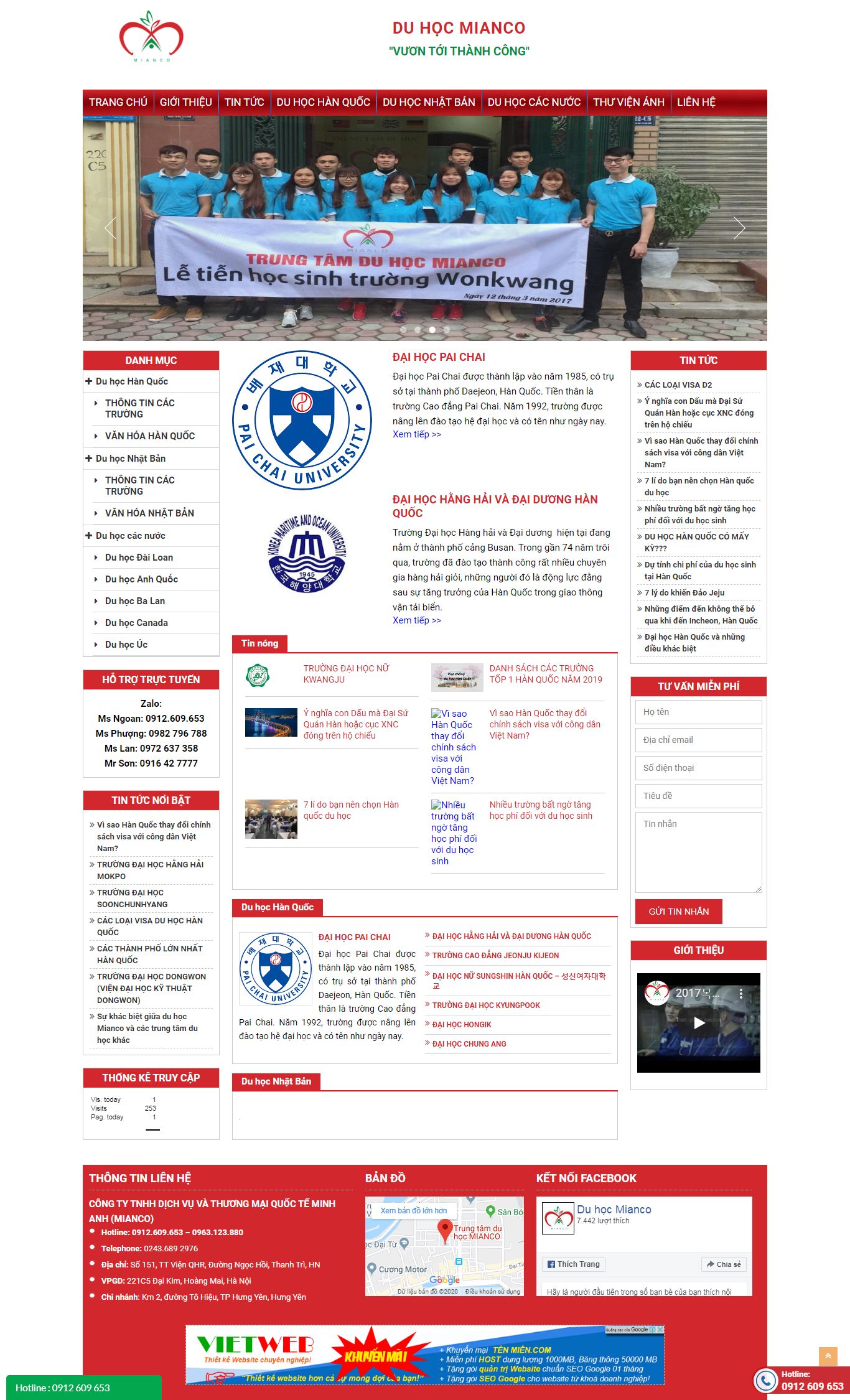 Thiết kế Web mới duhocmianco.edu.vn