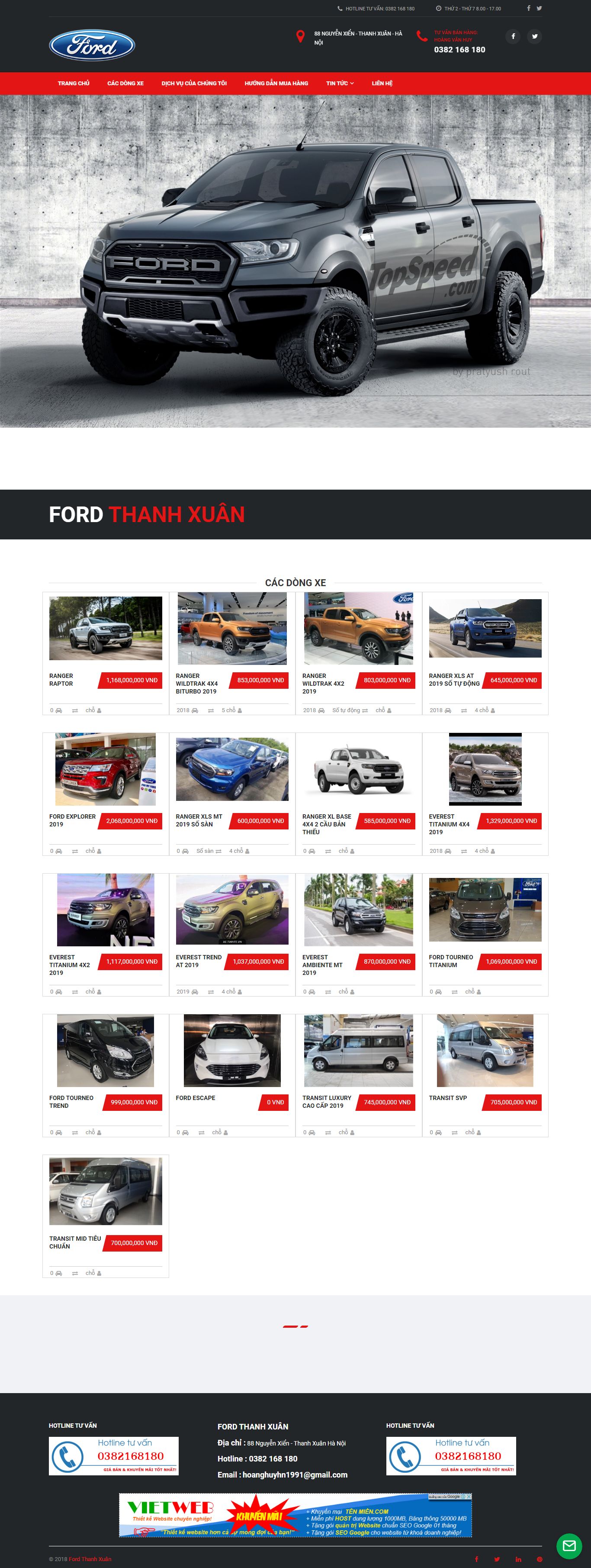 Thiết kế Web mới fordthanhxuan.org