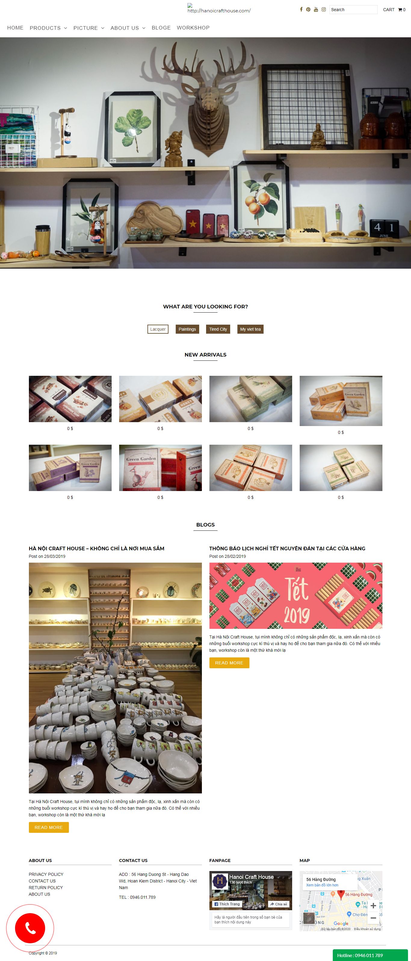 Thiết kế Web mới hanoicrafthouse.com