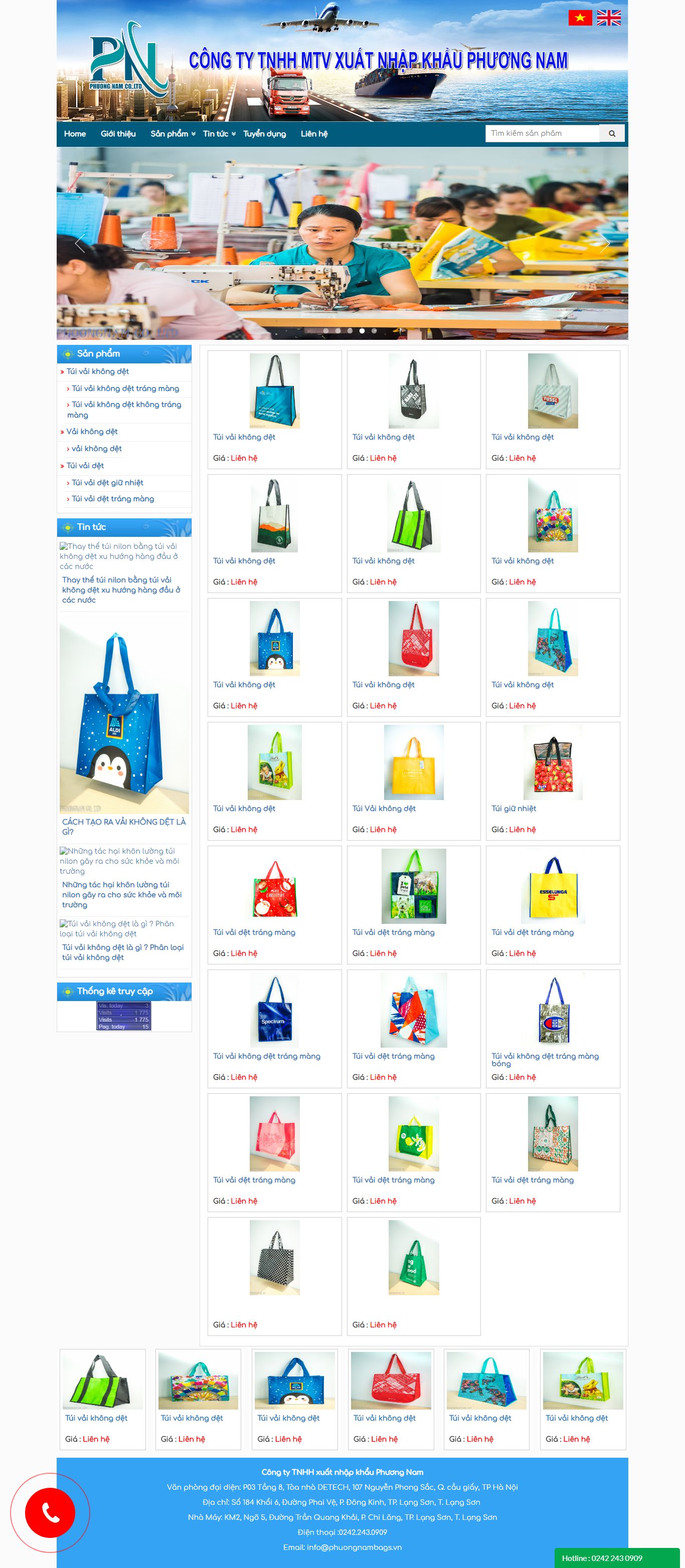 Thiết kế Web mới phuongnambags.vn