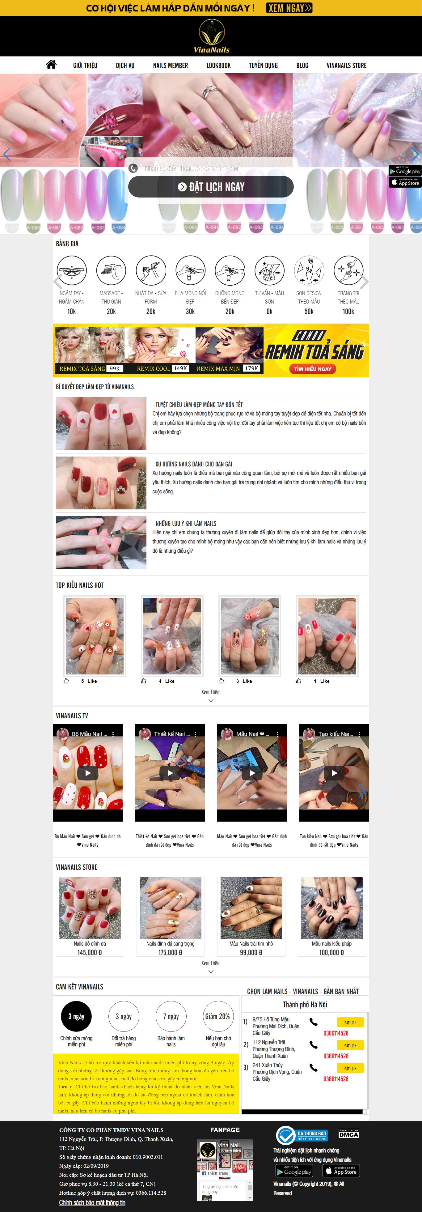 Thiết kế Web mới vinanails.vn