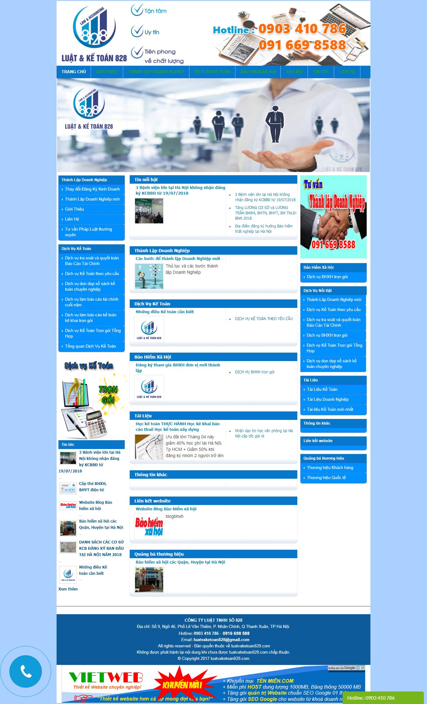 Thiết kế Web mới luatvaketoan828.com