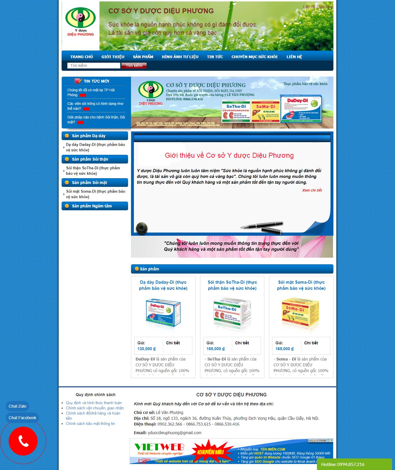 Thiết kế Web mới yduocdieuphuong.vn