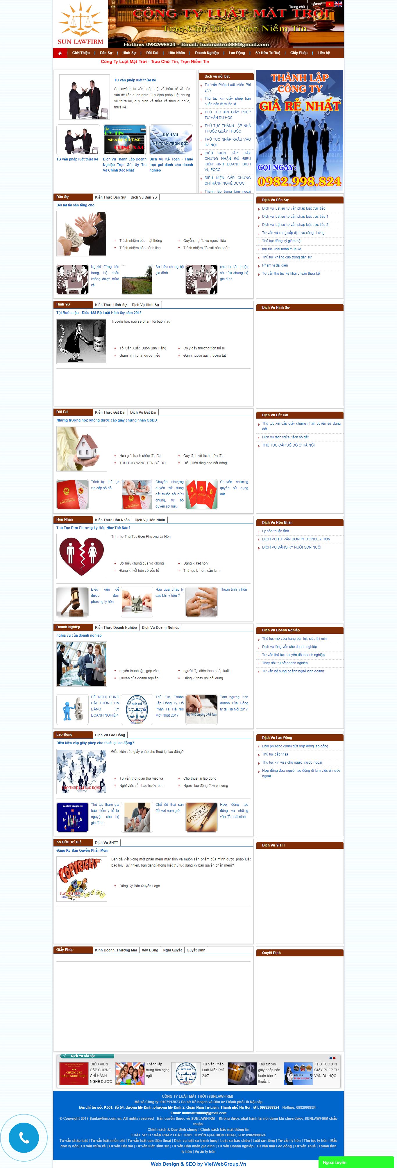Thiết kế Web mới sunlawfirm.com.vn