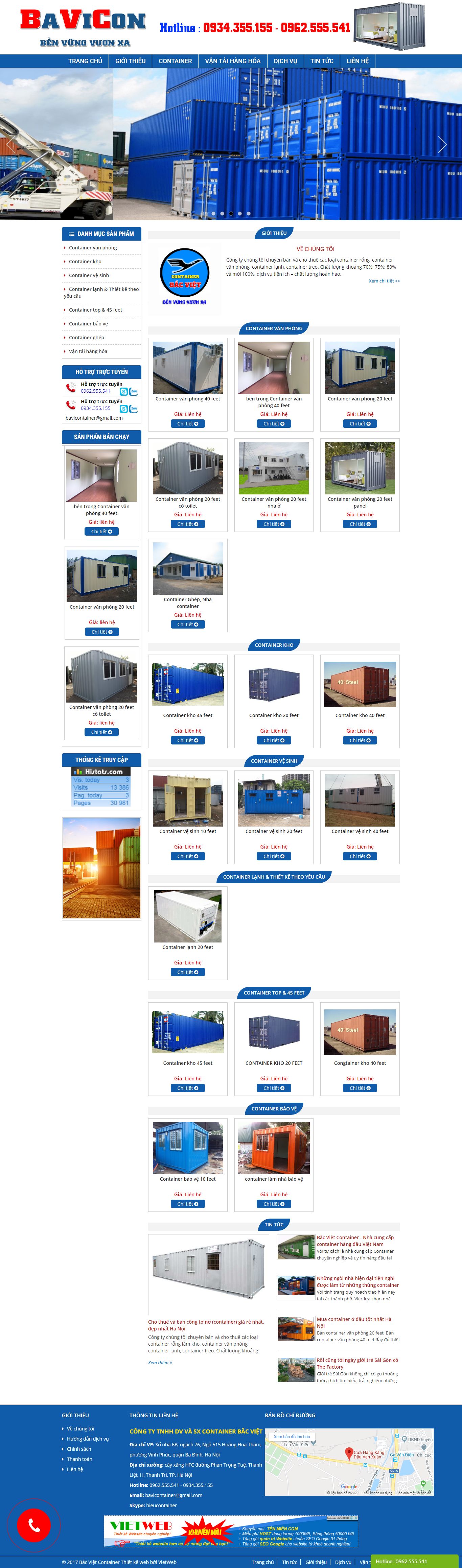 Thiết kế Web mới bacvietcontainer.com