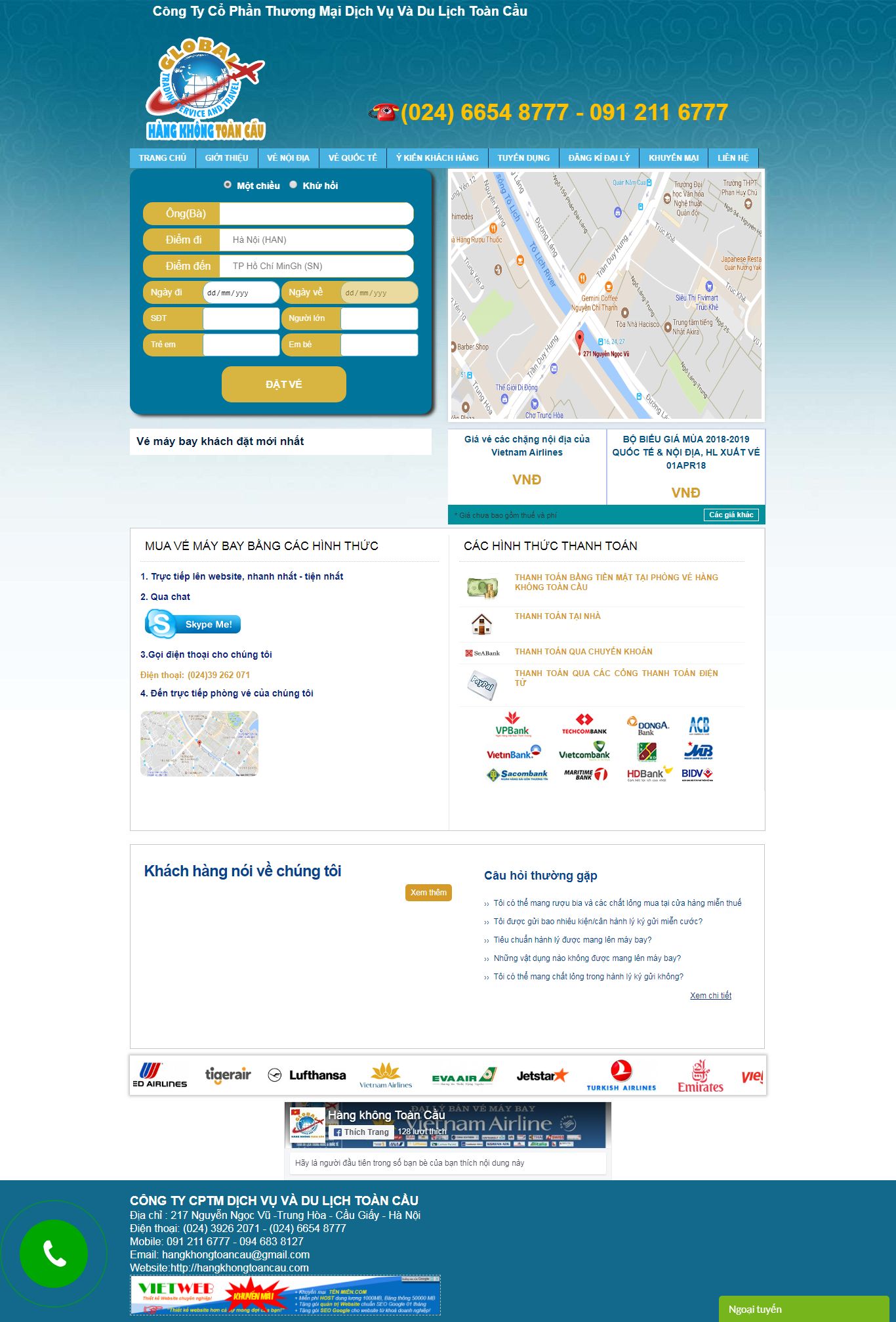 Thiết kế Web mới hangkhongtoancau.com