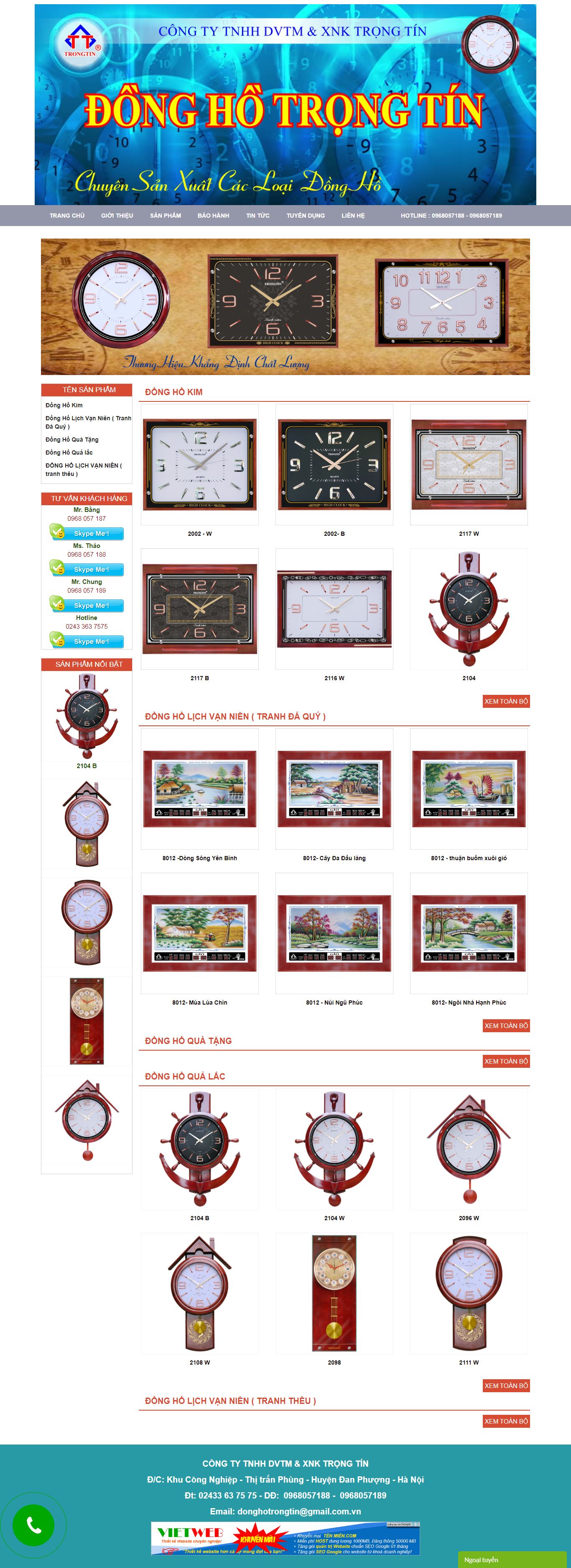 Thiết kế Web mới donghotrongtin.com.vn