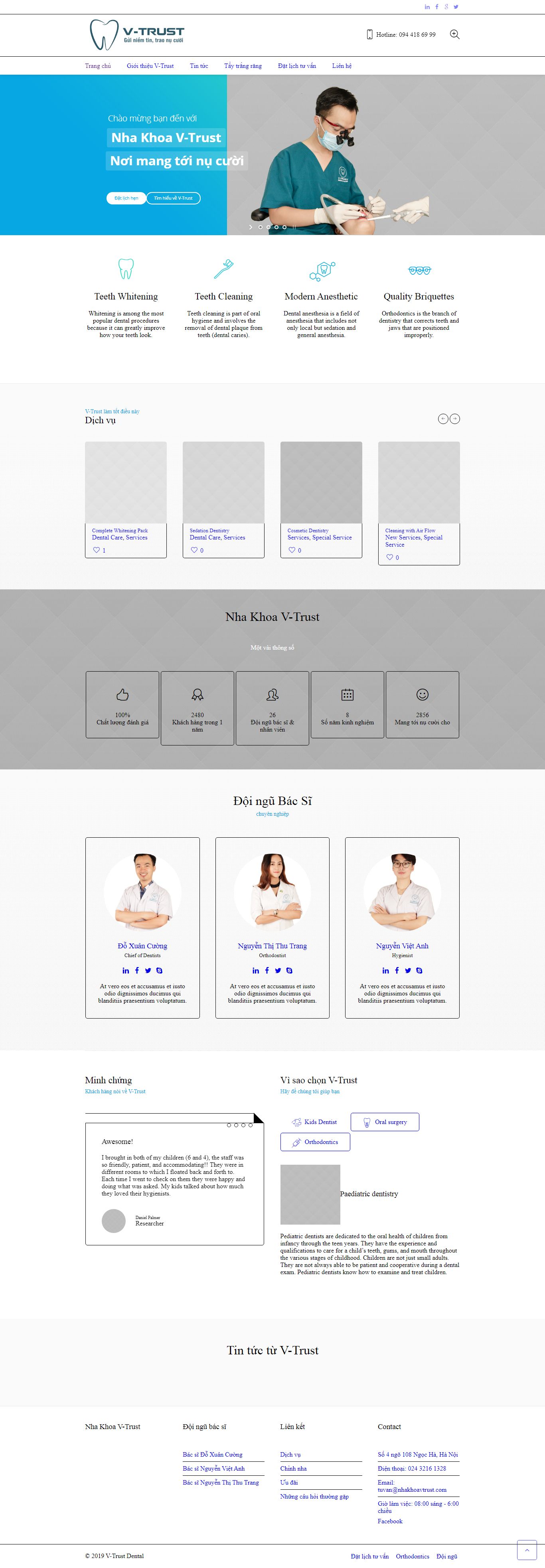 Thiết kế Web mới nhakhoavtrust.com