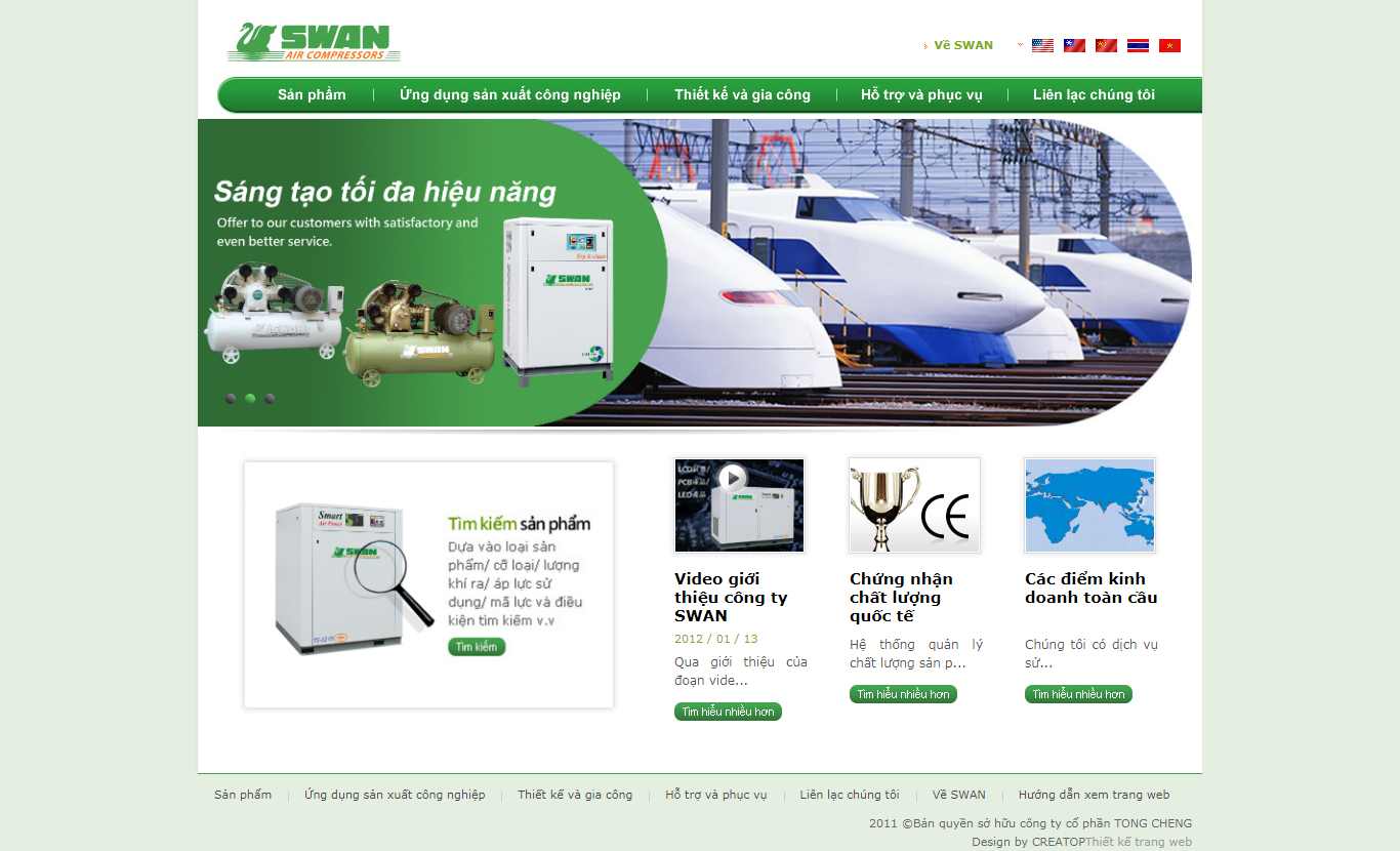 Thiết kế Web máy nén khí swan.com.vn