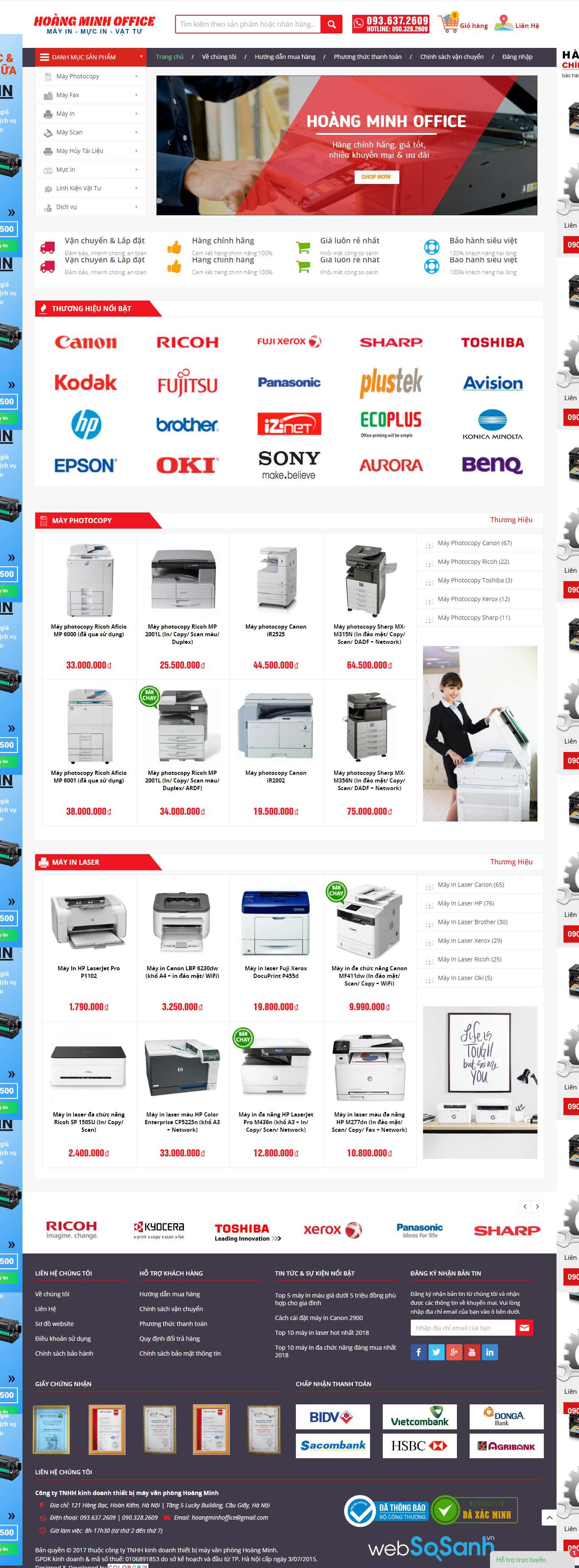 Thiết kế Web bán máy photocopy hoangminhoffice.com