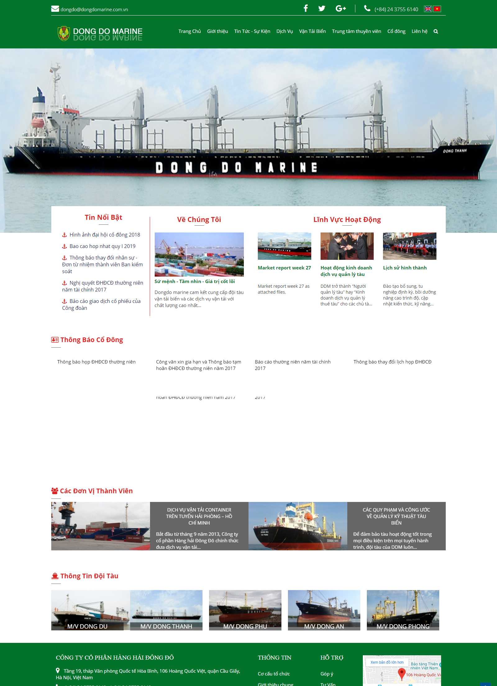 Thiết kế Web mới dongdomarine.com.vn