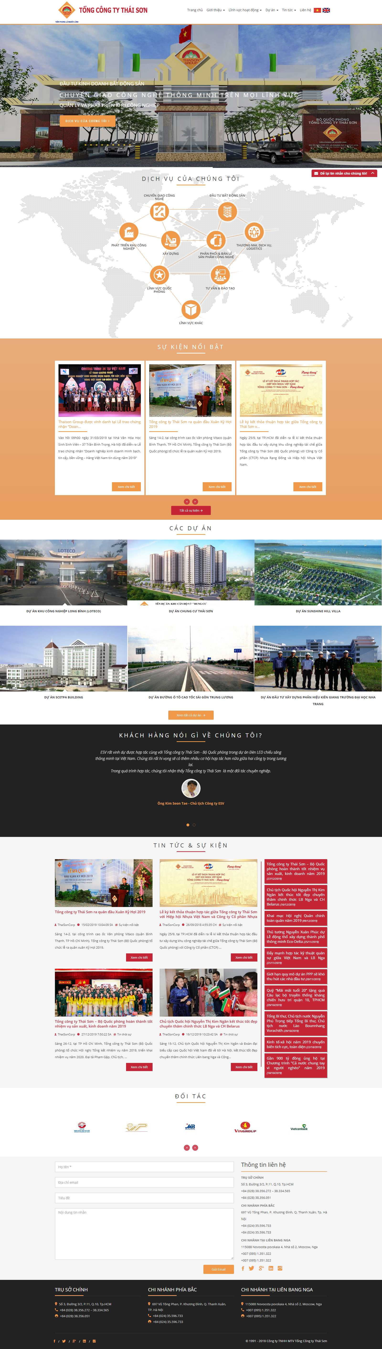 Thiết kế Web mới thaisoncorp.com.vn