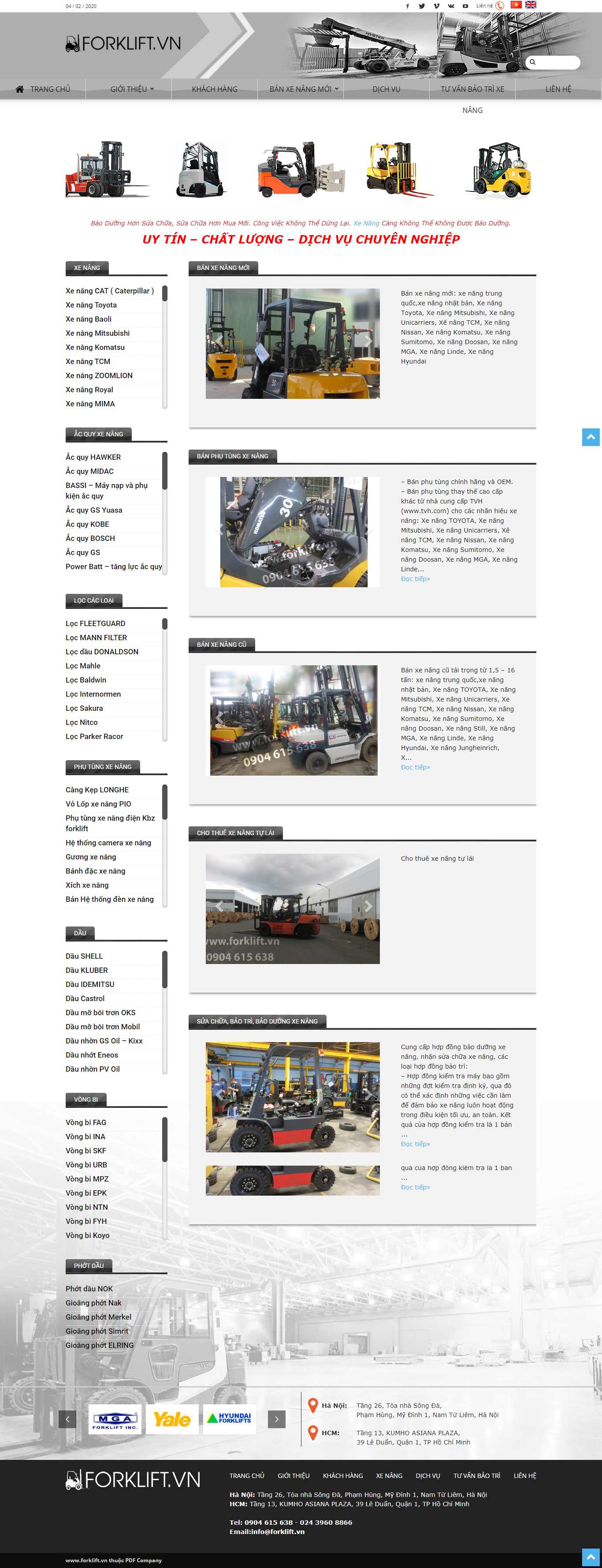Thiết kế Web bán xe nâng hàng forklift.vn