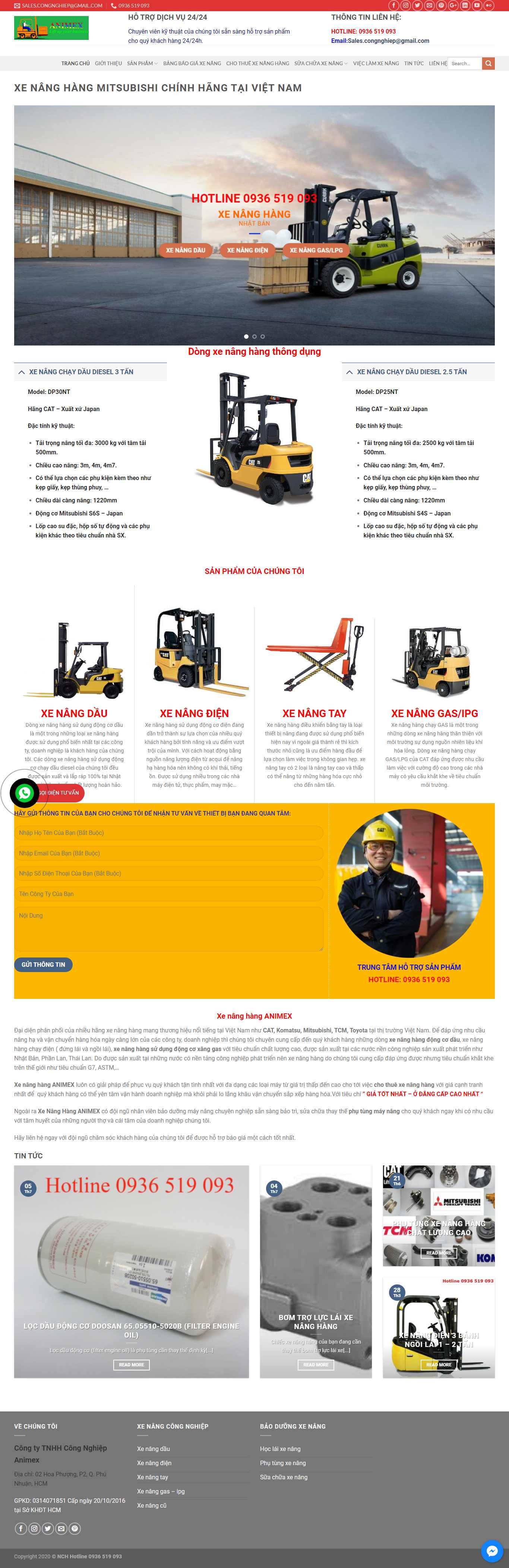 Thiết kế Web bán xe nâng hàng dailyxenang.com