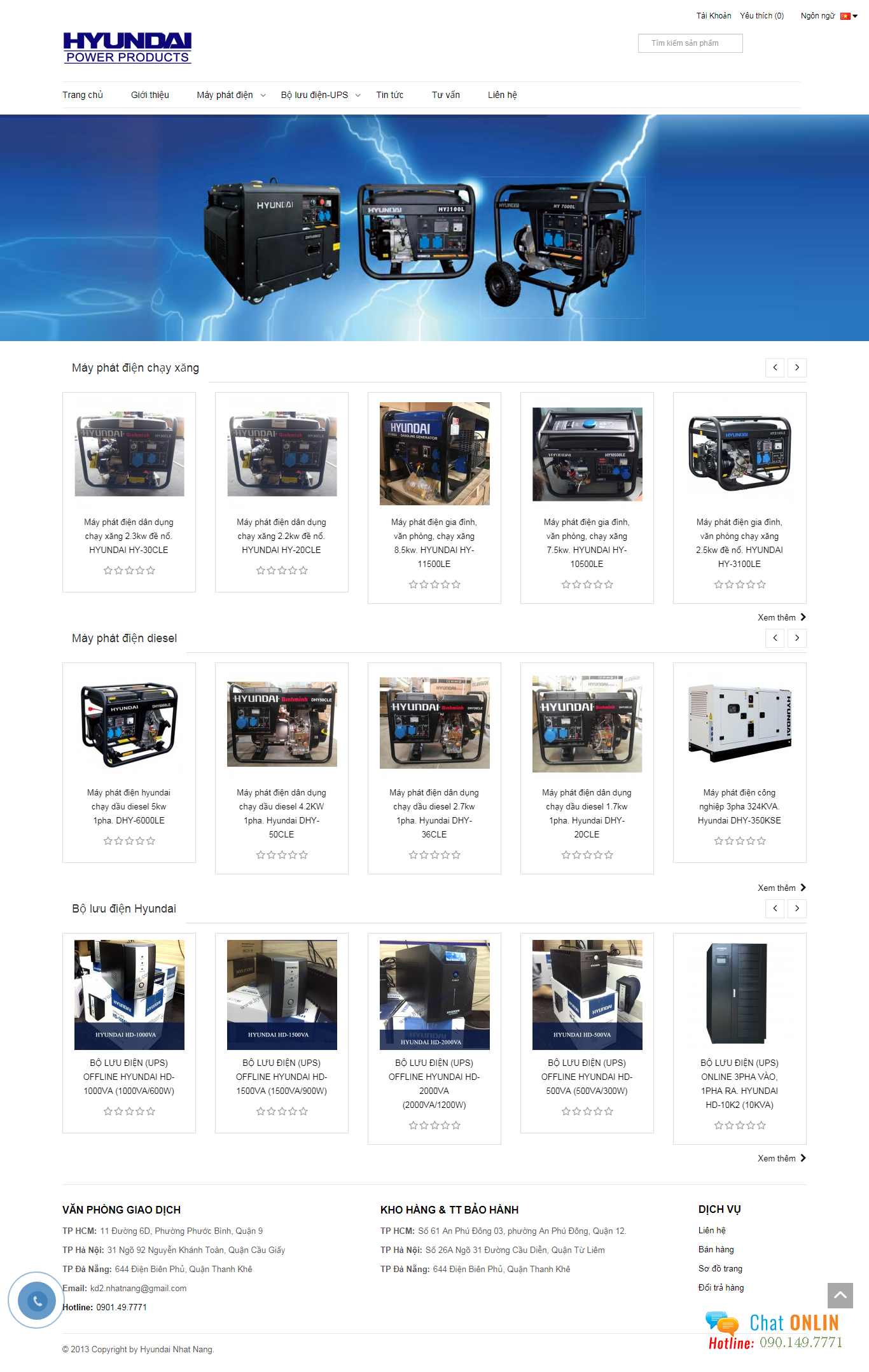 Thiết kế Web bán máy phát điện hyundainhatnang.com