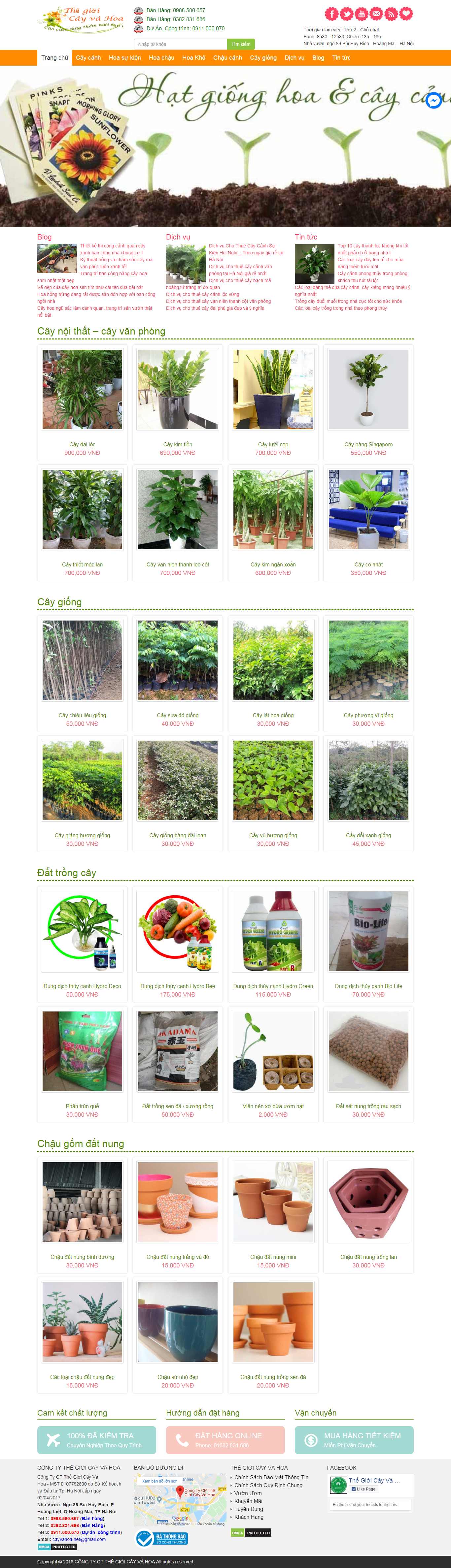 Thiết kế Web cây cảnh đẹp cayvahoa.net
