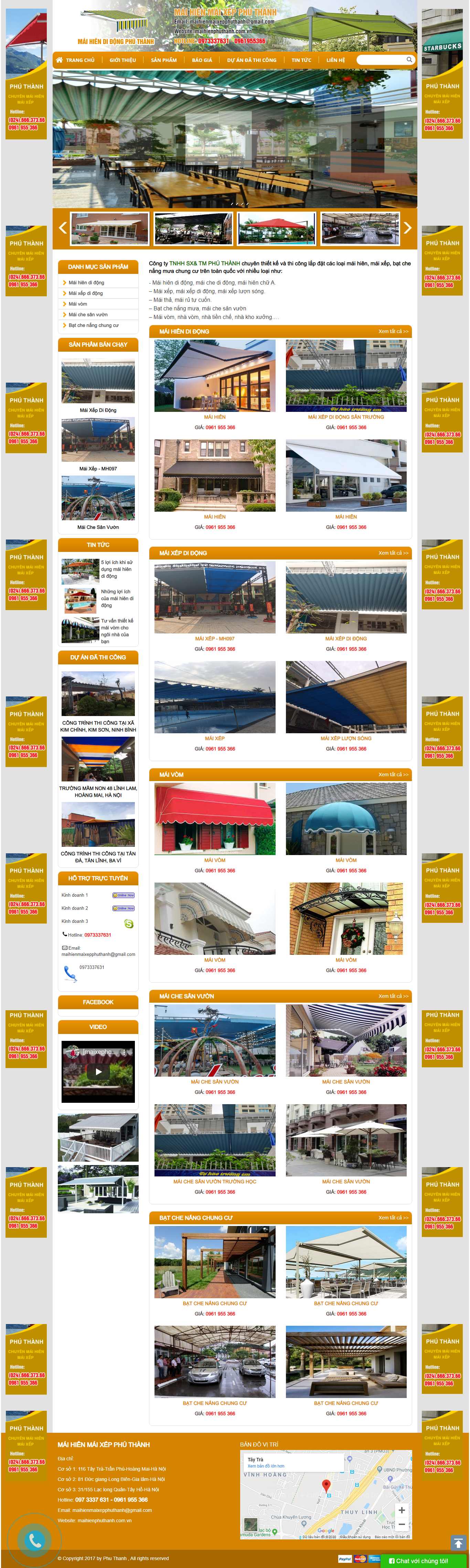 Thiết kế Web bán mái hiên di động maihienphuthanh.com.vn