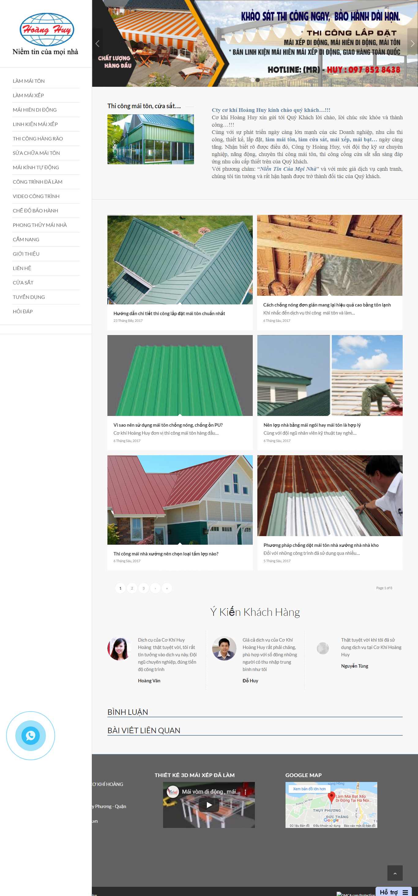 Thiết kế Web bán mái hiên di động cokhihoanghuy.com