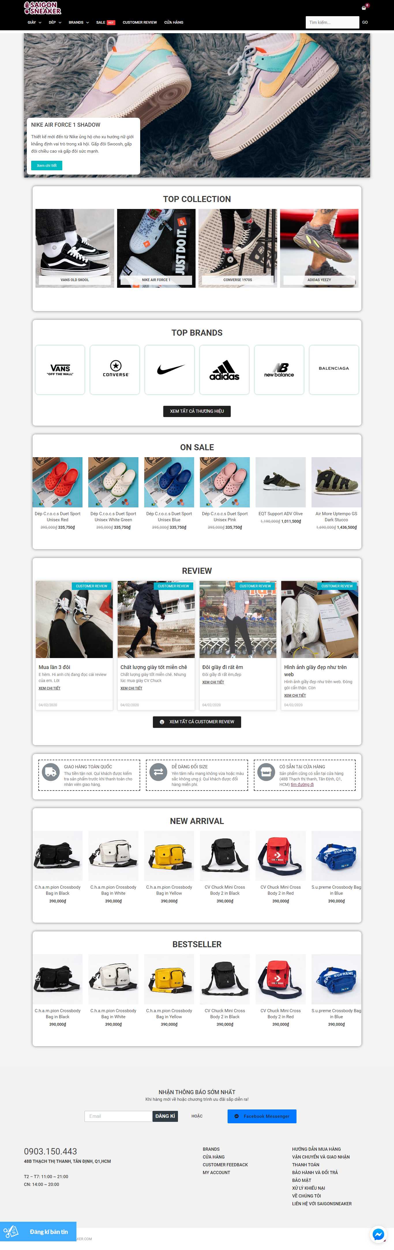 Thiết kế Web bán giày thể thao saigonsneaker.com